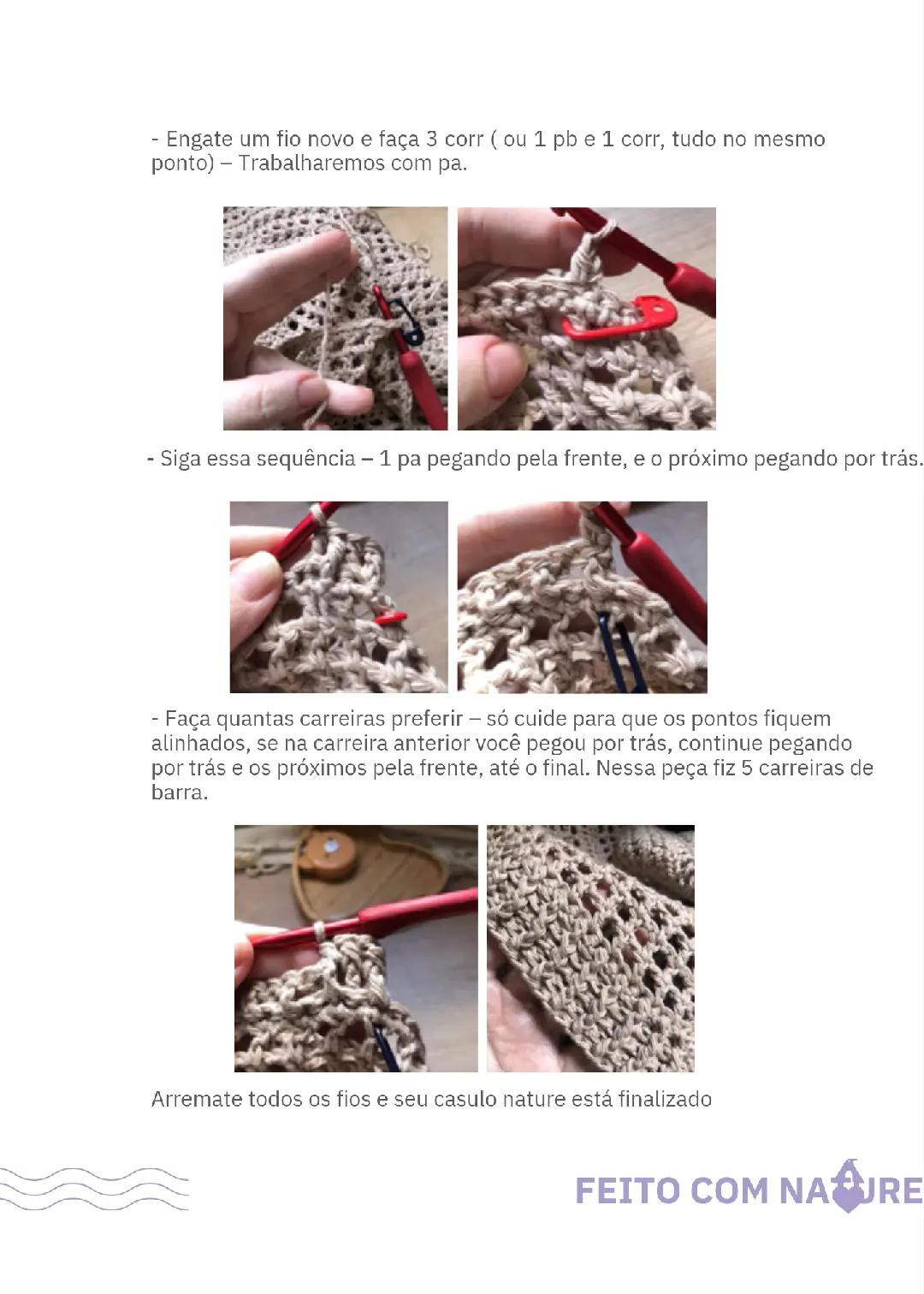 Tutorial: Casaco Casulo Nature - Móc áo khoác poncho màu be từ sợi cotton