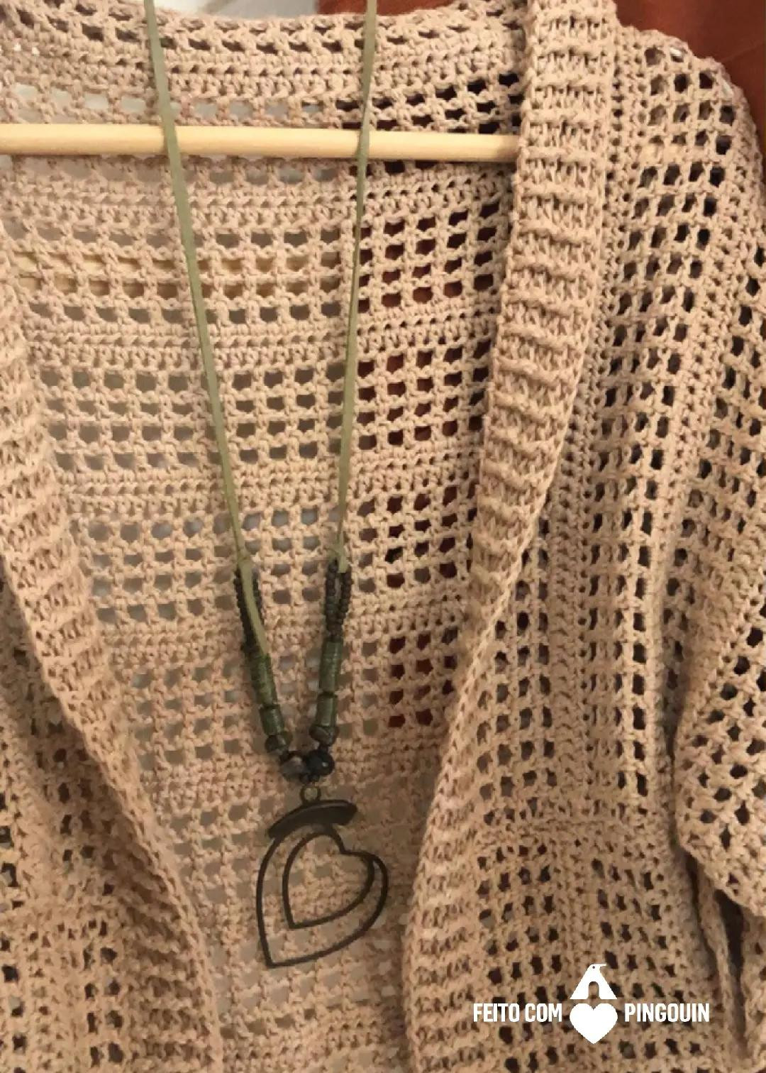 Tutorial: Casaco Casulo Nature - Móc áo khoác poncho màu be từ sợi cotton