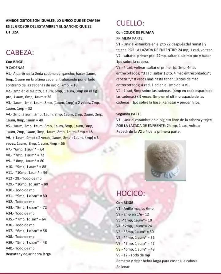 Tutorial completo de gusción para hacer el oso dormilón con pijama rosa y azul