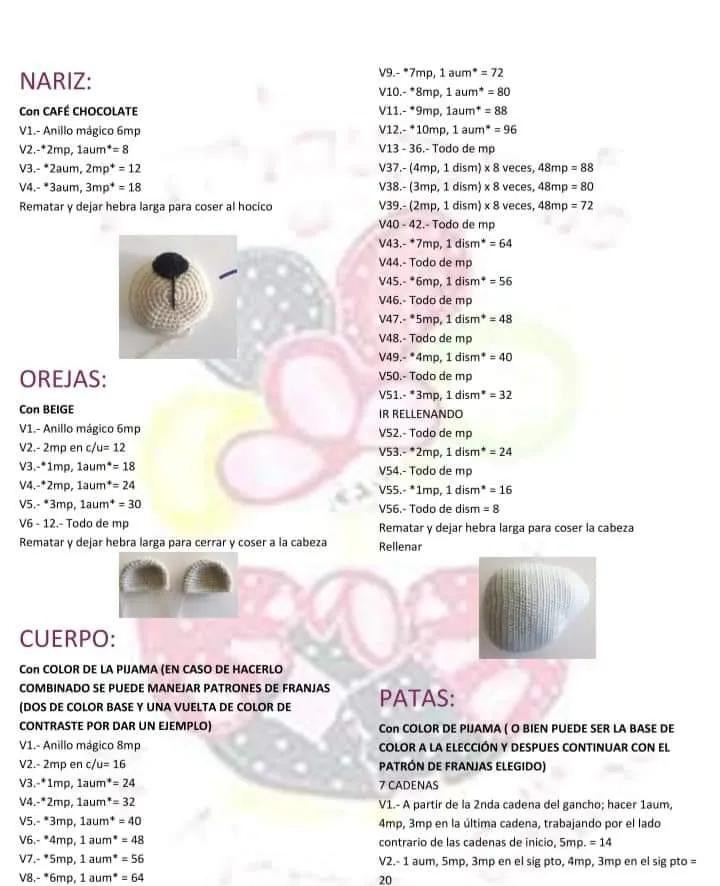 Tutorial completo de gusción para hacer el oso dormilón con pijama rosa y azul