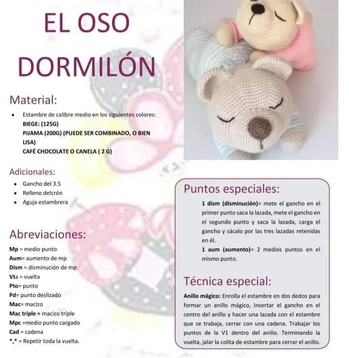 Tutorial completo de gusción para hacer el oso dormilón con pijama rosa y azul