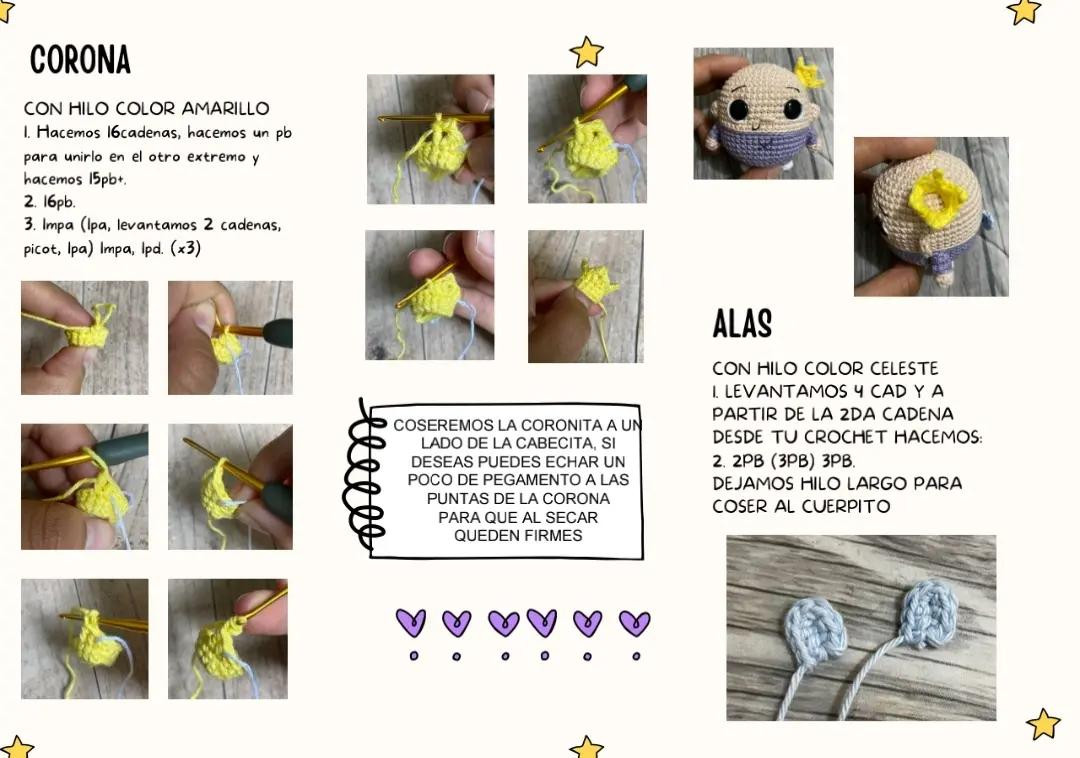 Tutorial Crochet Amigurumi Baby Doll with Crown and Wings