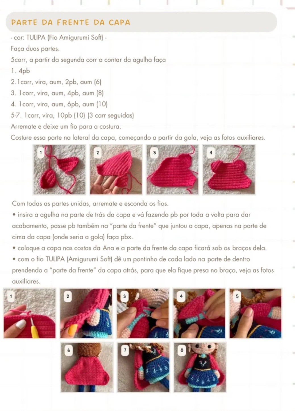 Tutorial Crochet Amigurumi Búp bê Anna Frozen