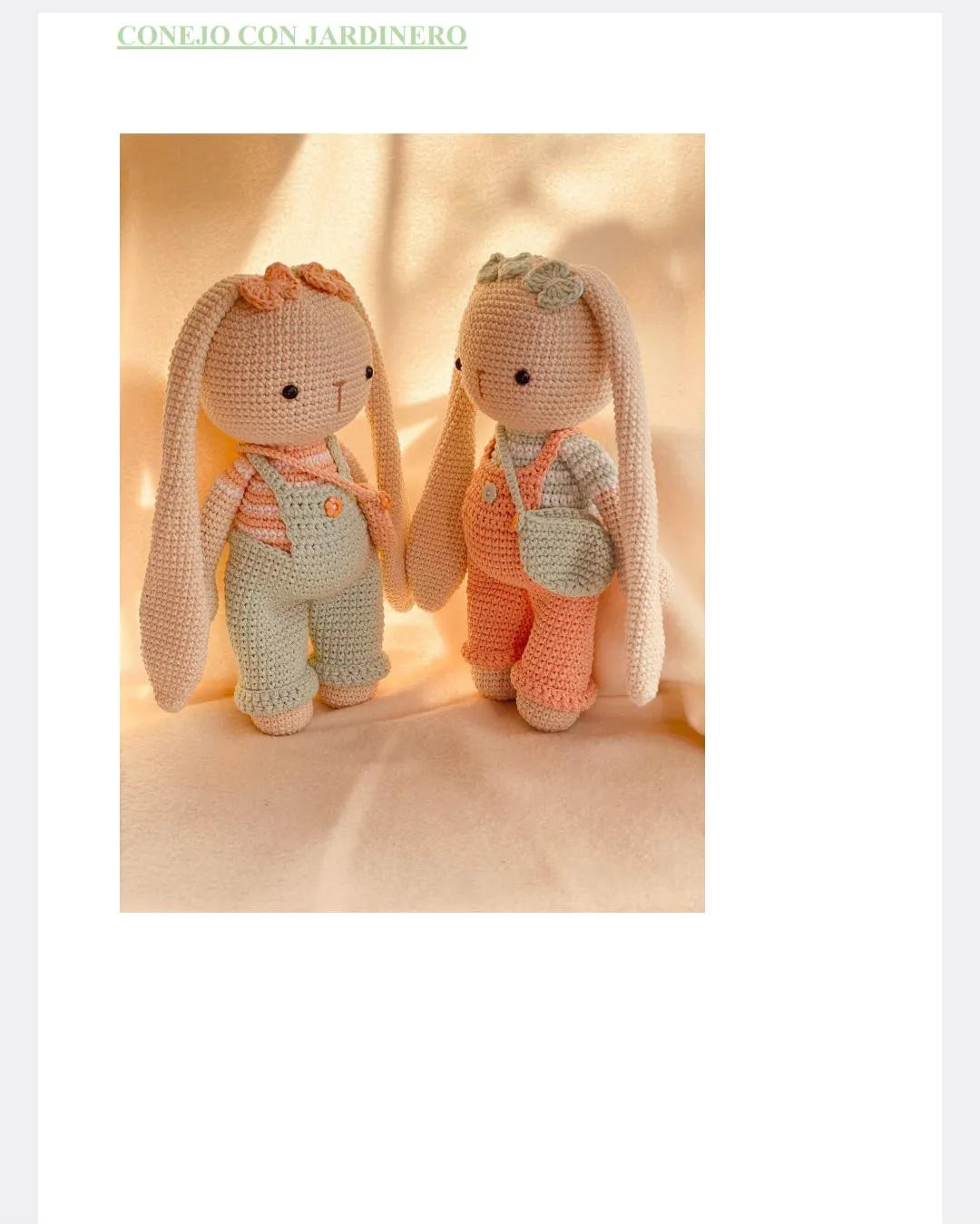 Tutorial crochet amigurumi Conejo con Jardinero