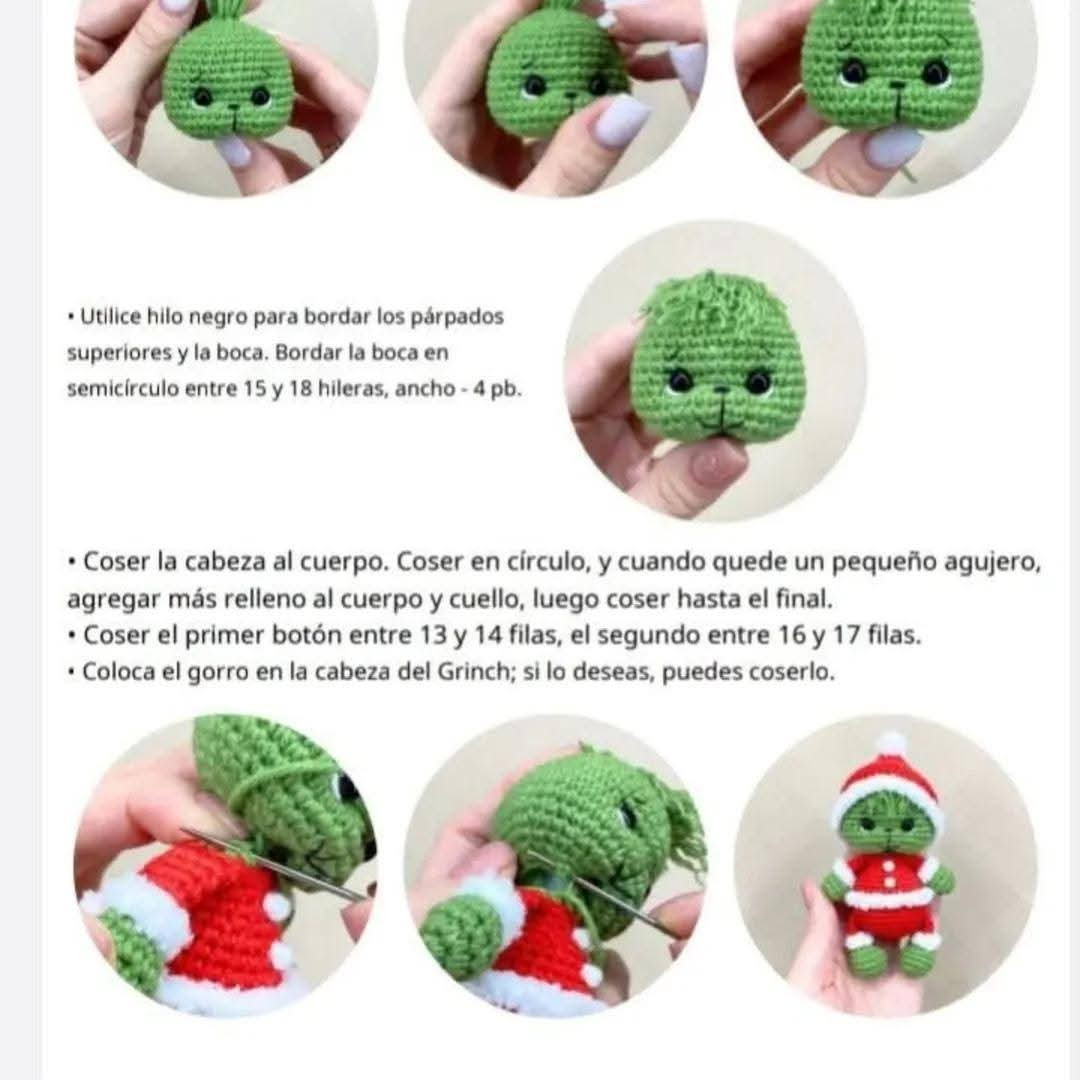 Tutorial crochet amigurumi Grinch Navidad