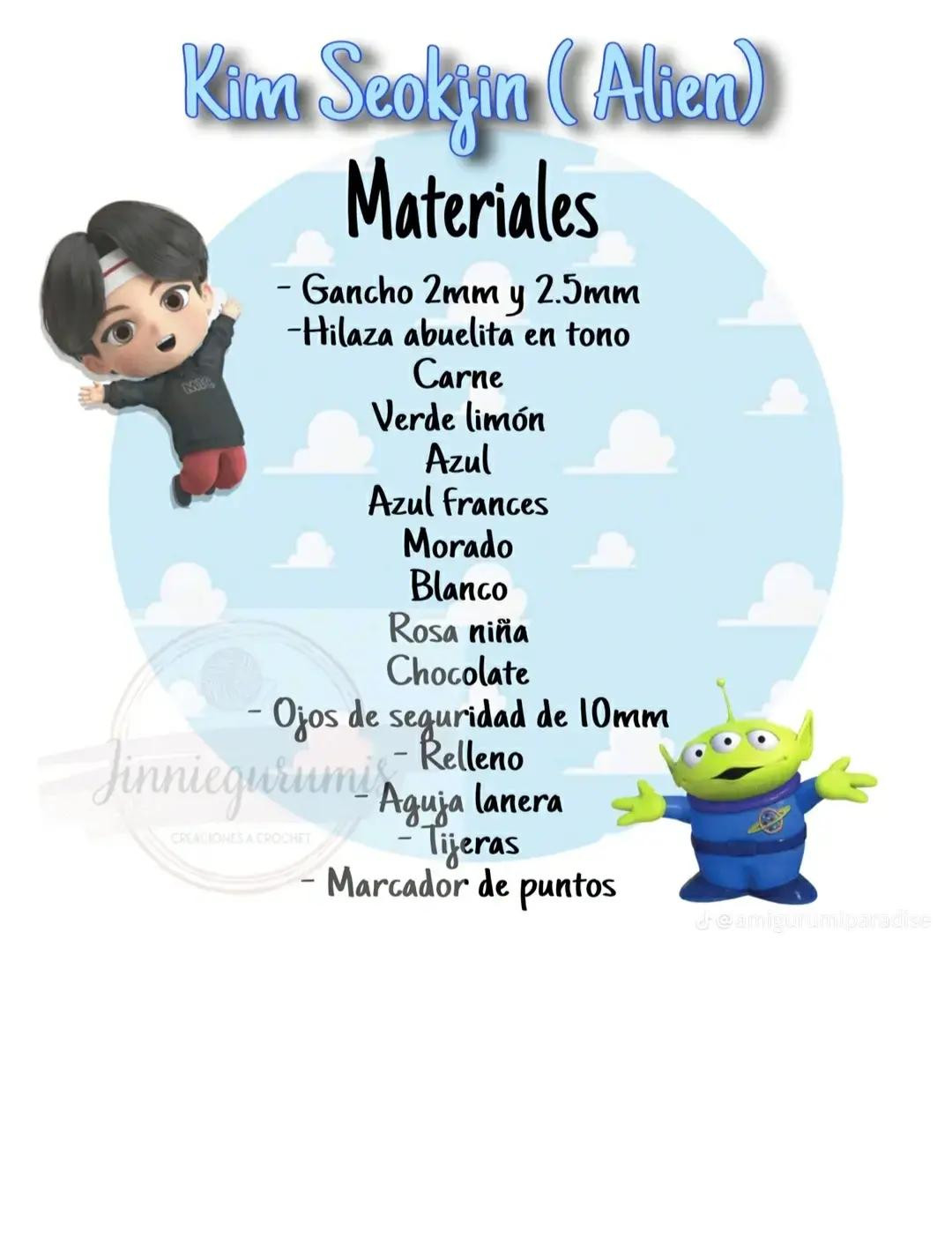 Tutorial Crochet Amigurumi Kim Seokjin (Alien) BTS