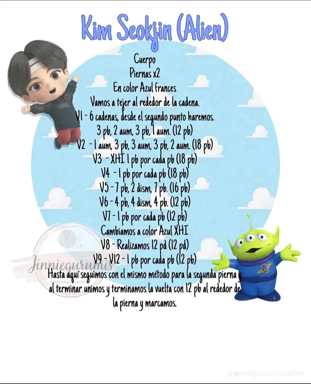 Tutorial Crochet Amigurumi Kim Seokjin (Alien) BTS