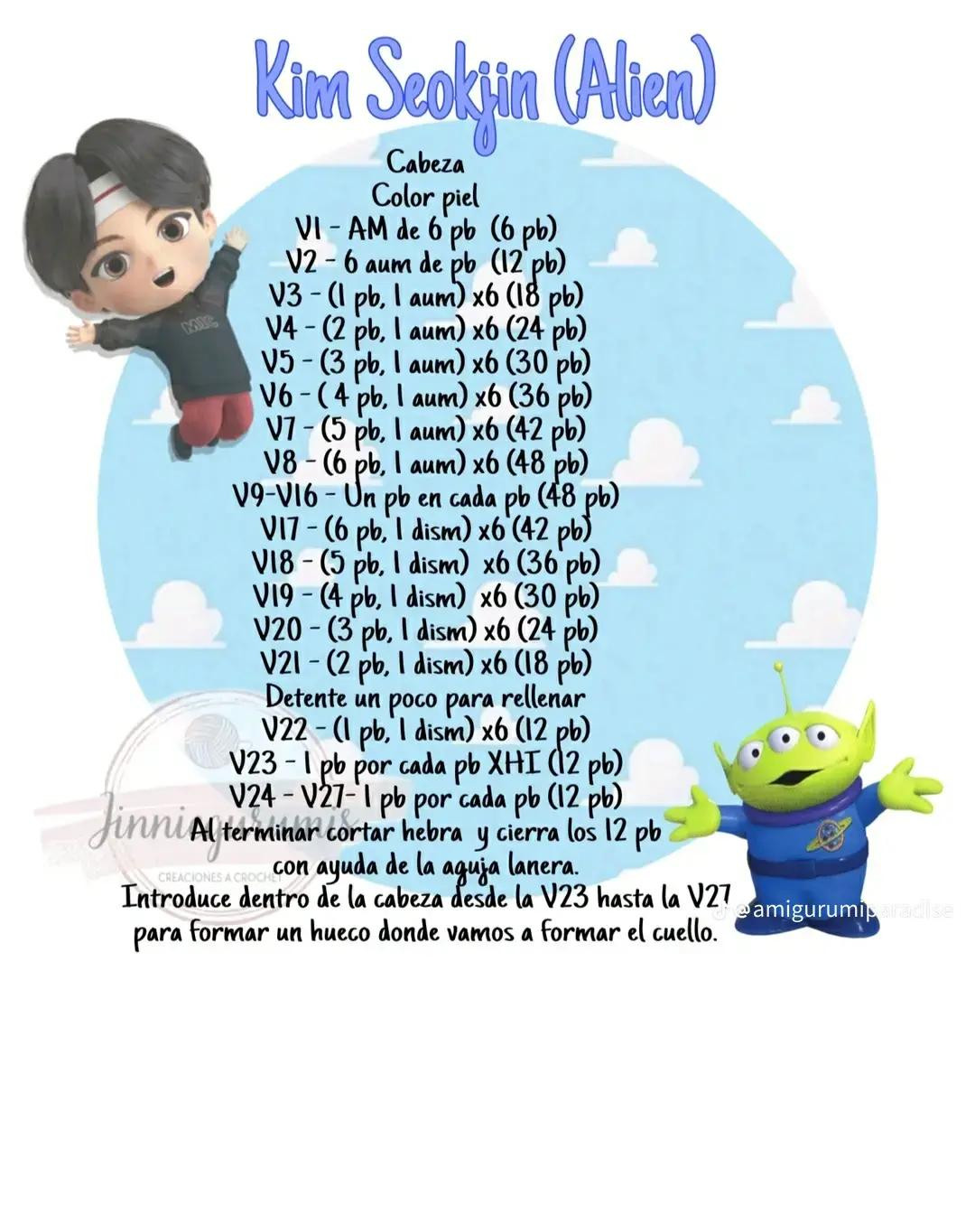 Tutorial Crochet Amigurumi Kim Seokjin (Alien) BTS
