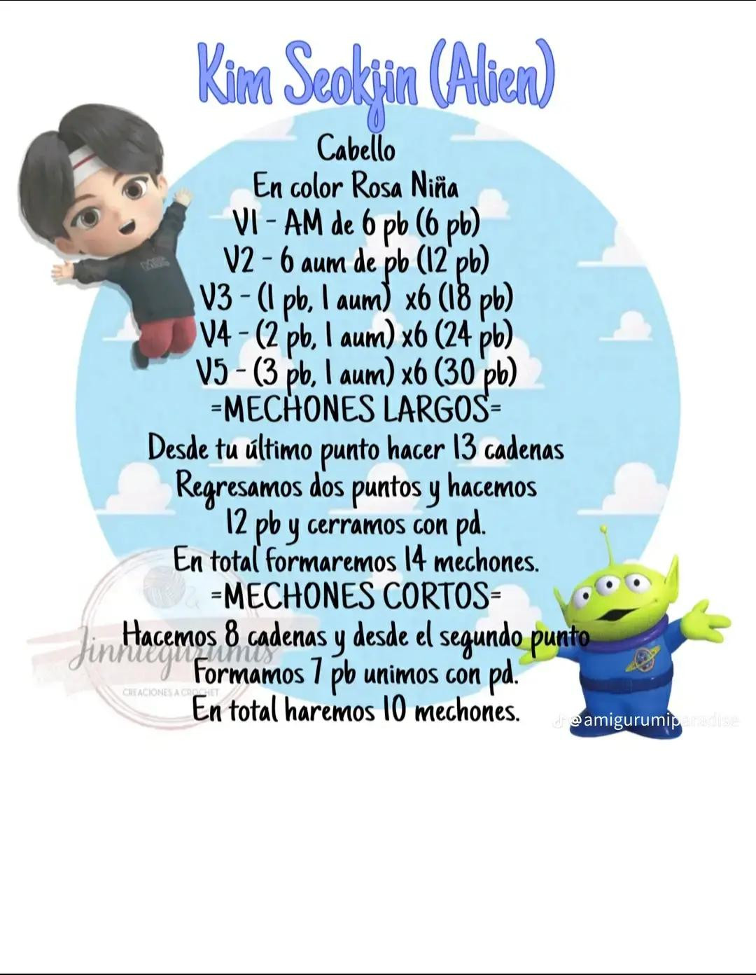 Tutorial Crochet Amigurumi Kim Seokjin (Alien) BTS