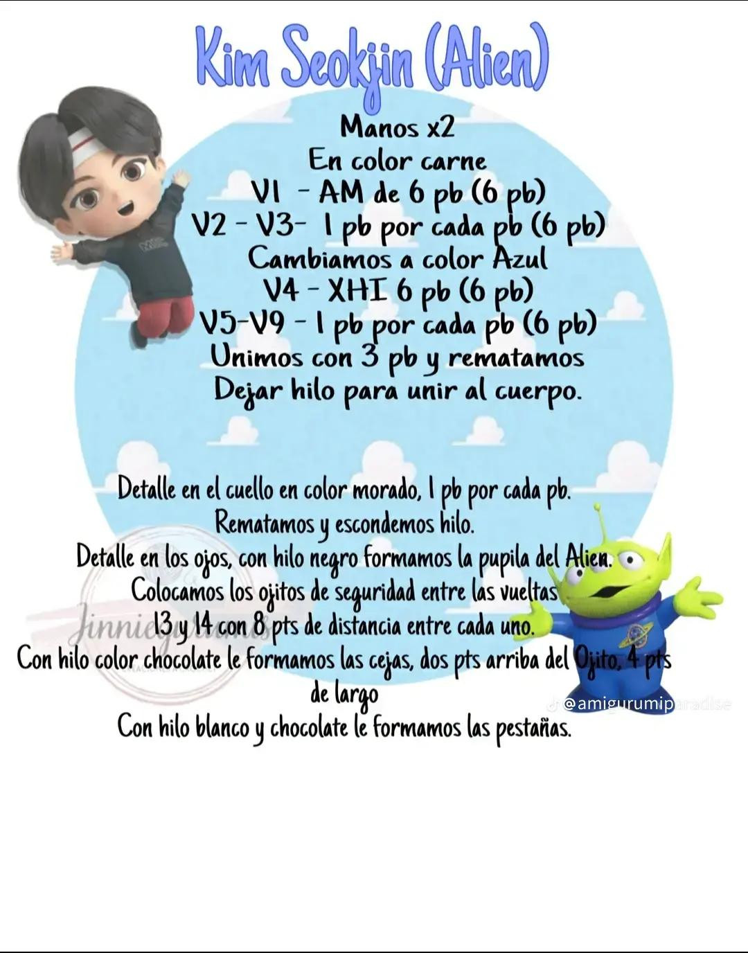 Tutorial Crochet Amigurumi Kim Seokjin (Alien) BTS