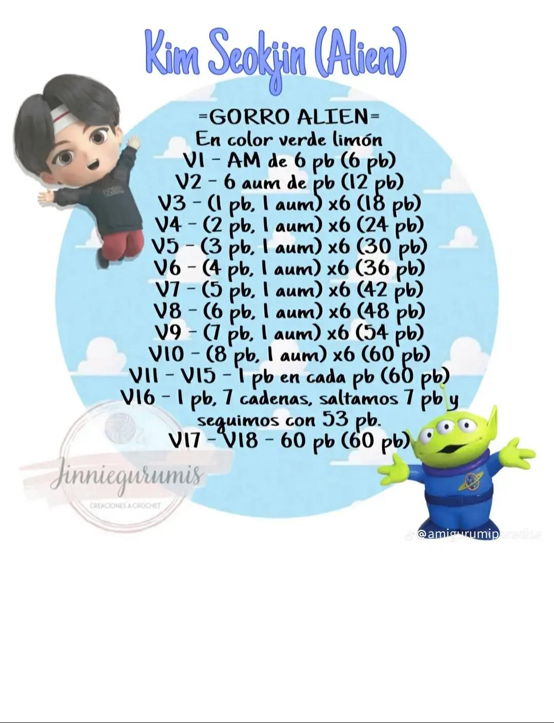 Tutorial Crochet Amigurumi Kim Seokjin (Alien) BTS