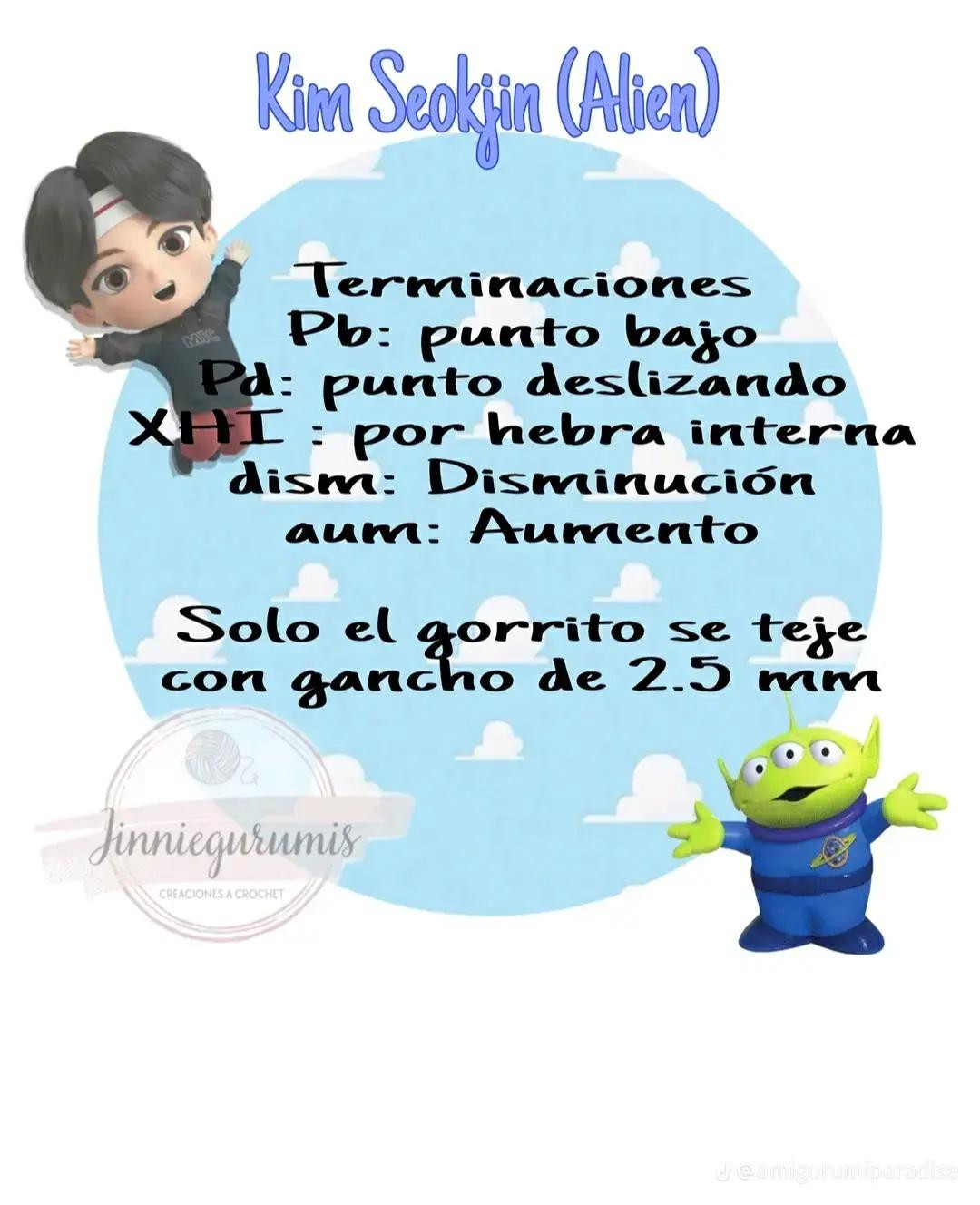 Tutorial Crochet Amigurumi Kim Seokjin (Alien) BTS