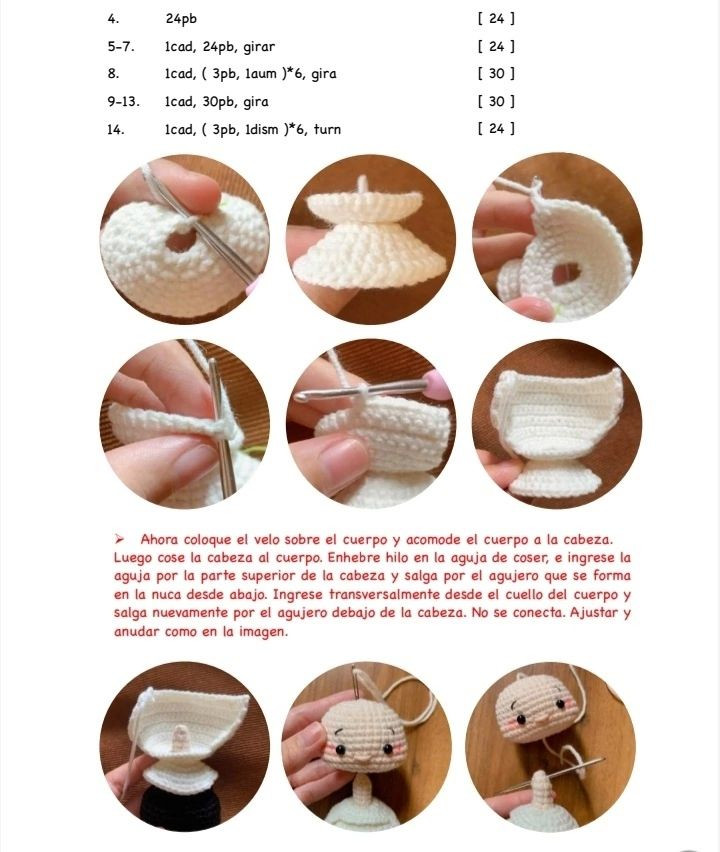 Tutorial crochet amigurumi monja negra paso a paso