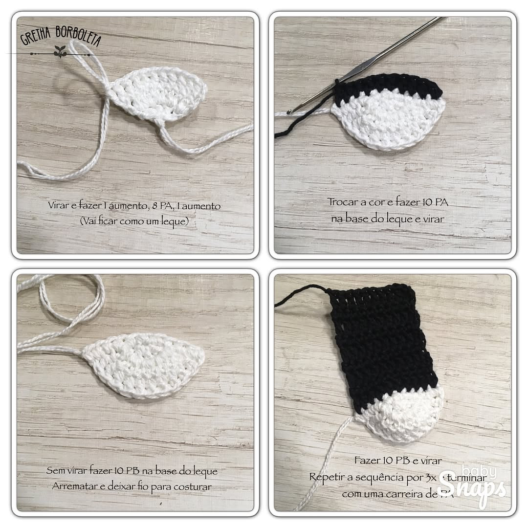 Tutorial crochet baby sneakers black and white high top shoes pattern