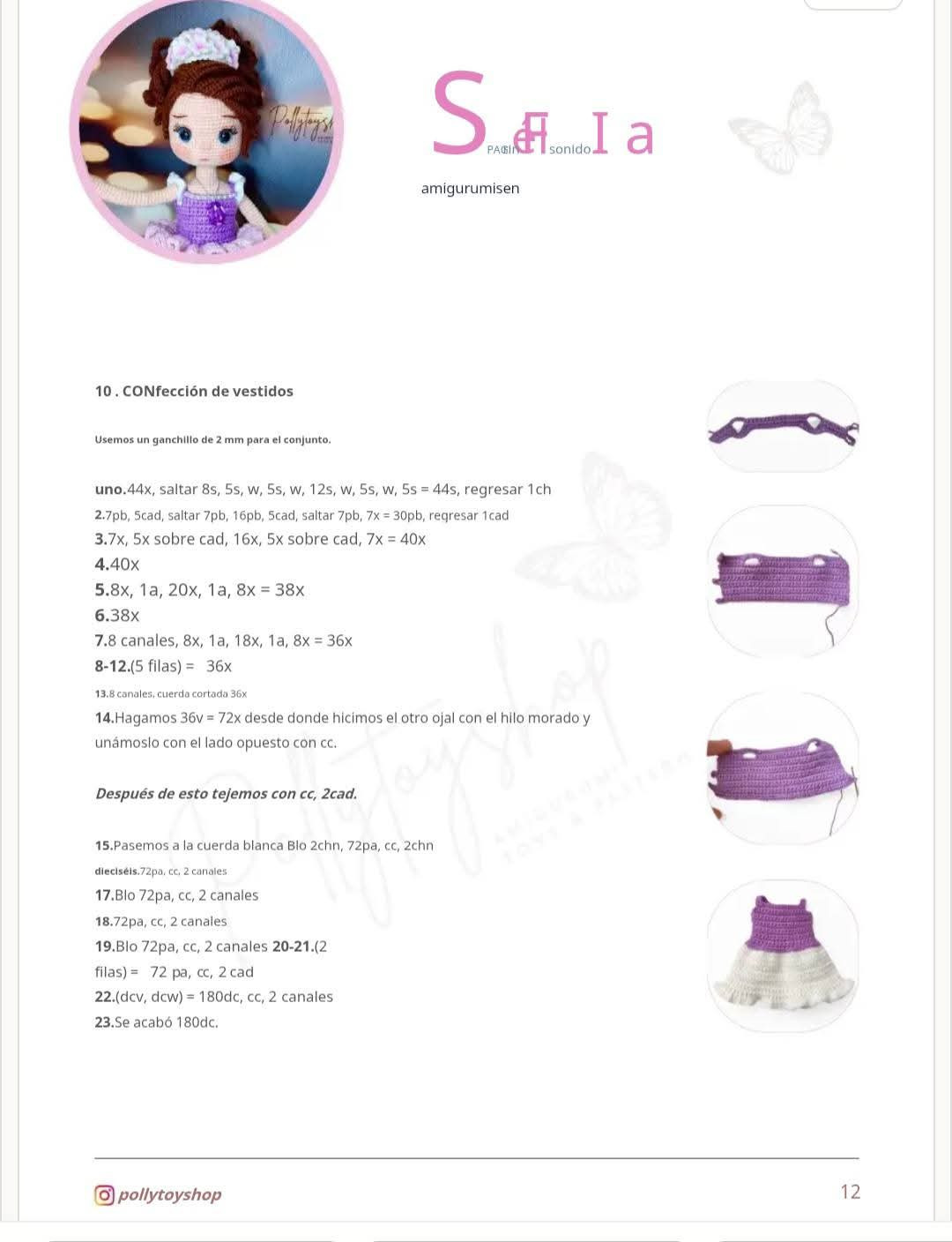 Tutorial crochet búp bê Sofia mặc váy múa ba lê màu tím