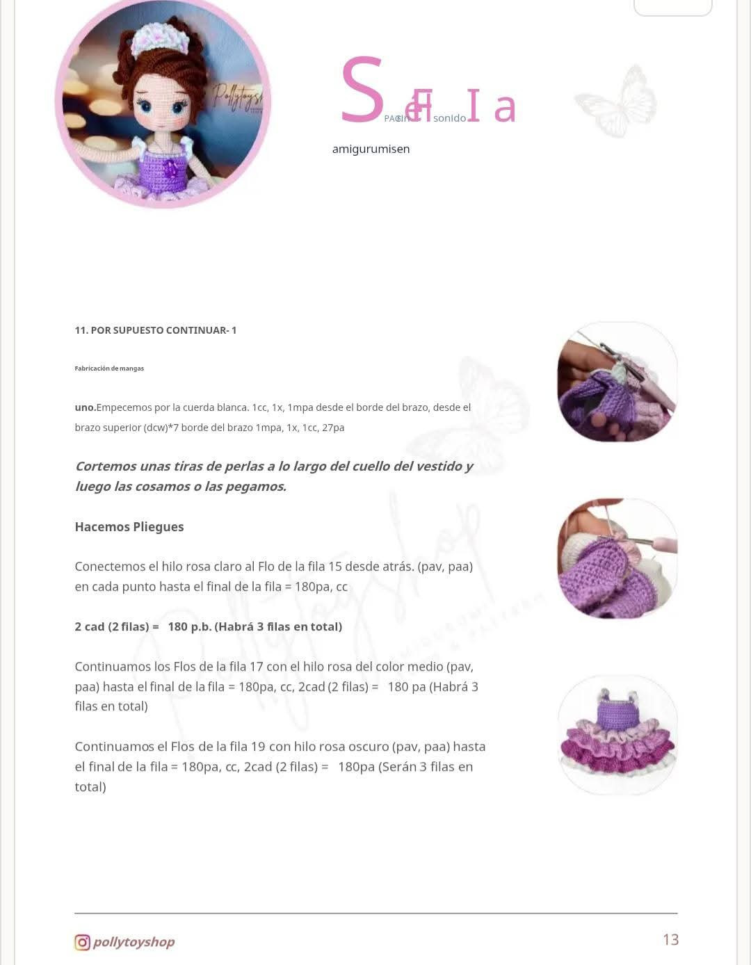 Tutorial crochet búp bê Sofia mặc váy múa ba lê màu tím