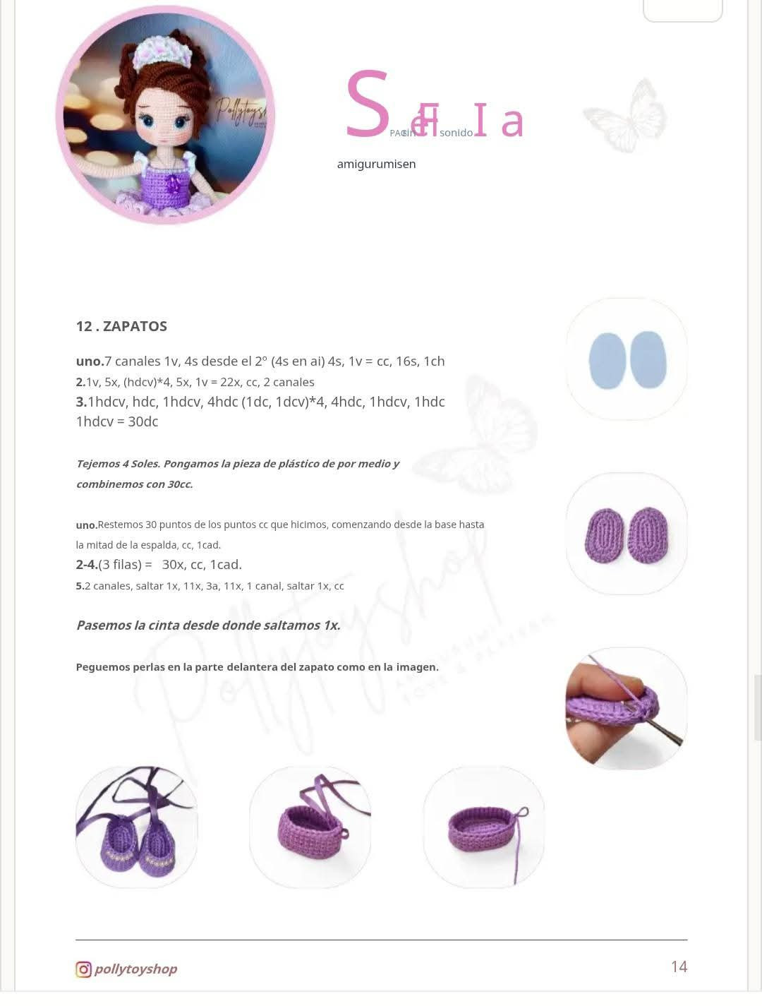 Tutorial crochet búp bê Sofia mặc váy múa ba lê màu tím