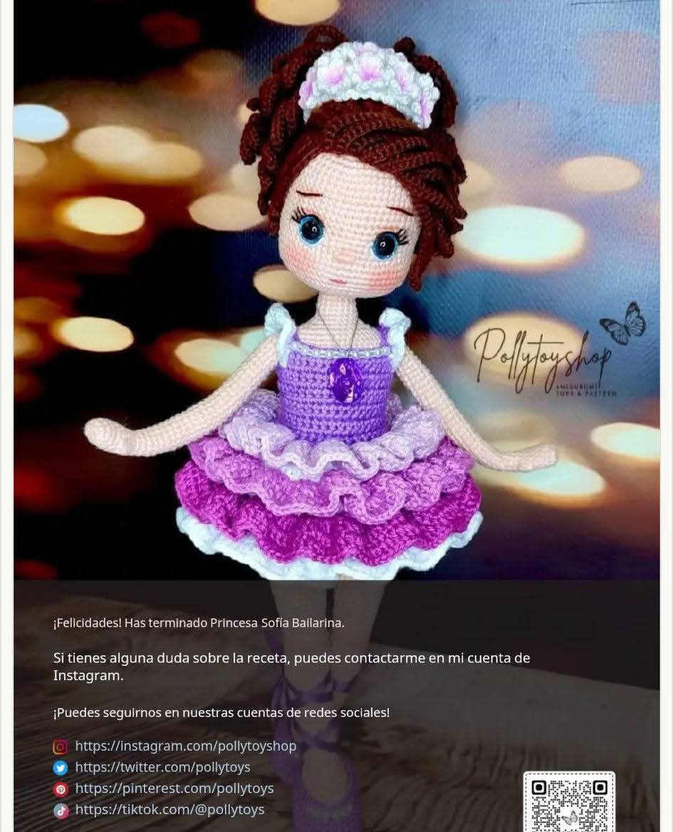 Tutorial crochet búp bê Sofia mặc váy múa ba lê màu tím