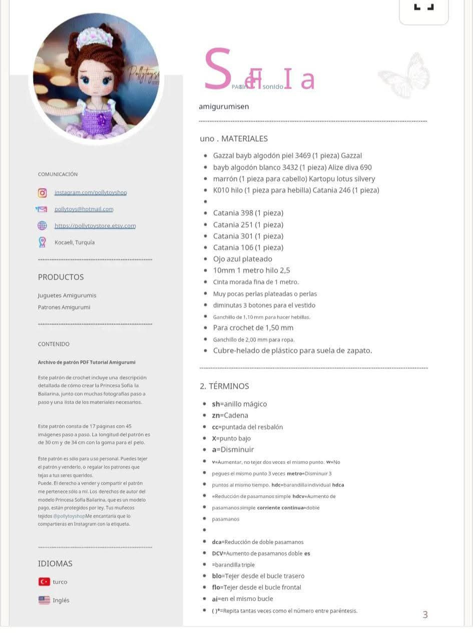 Tutorial crochet búp bê Sofia mặc váy múa ba lê màu tím