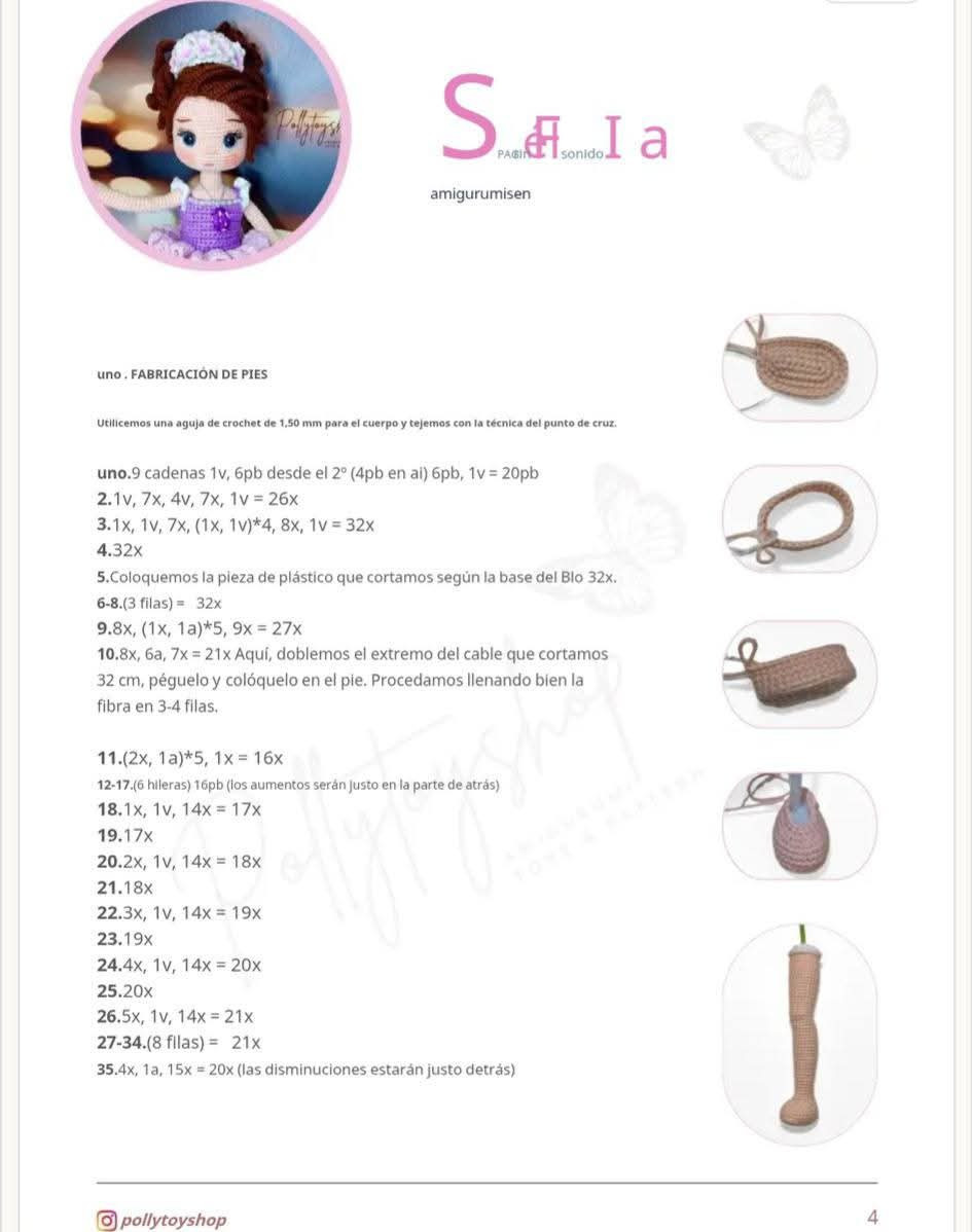 Tutorial crochet búp bê Sofia mặc váy múa ba lê màu tím