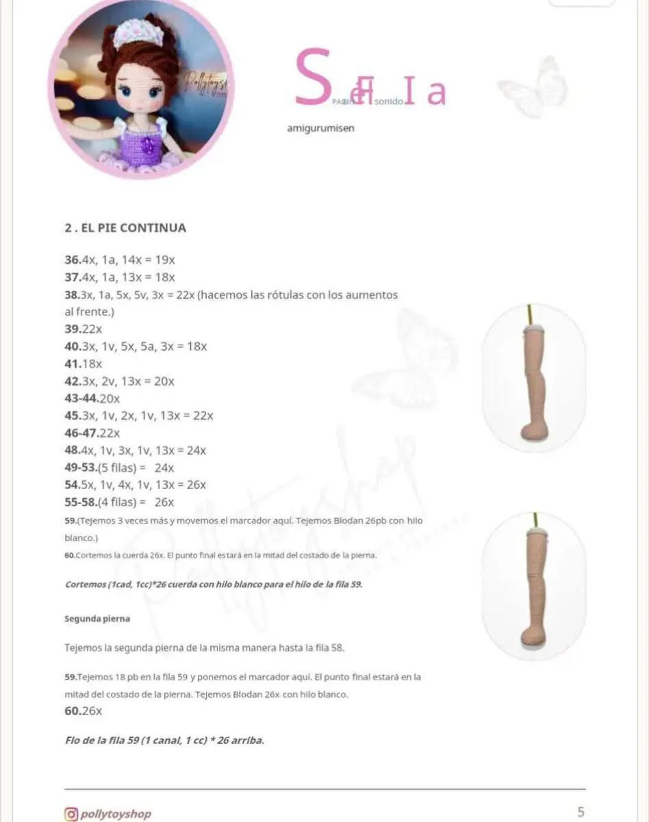 Tutorial crochet búp bê Sofia mặc váy múa ba lê màu tím