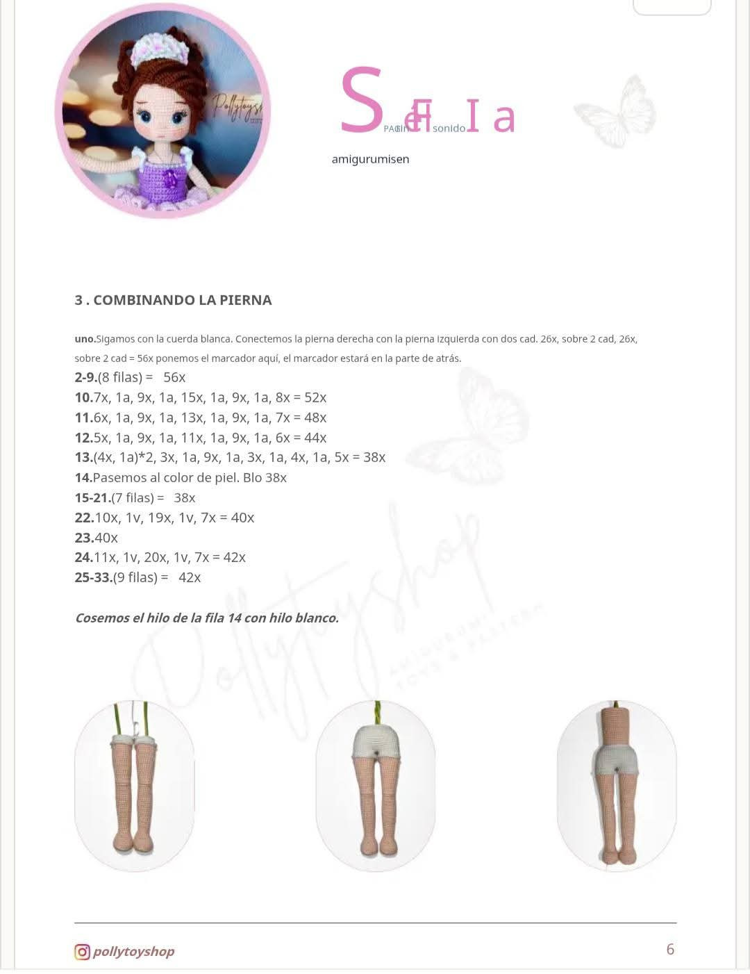 Tutorial crochet búp bê Sofia mặc váy múa ba lê màu tím