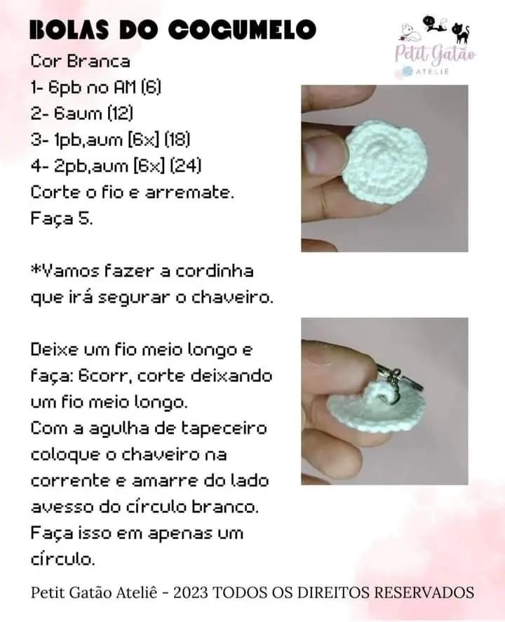 Tutorial Crochet Cogumelo Mario e Luigi Chaveiro - Receita Gratuita