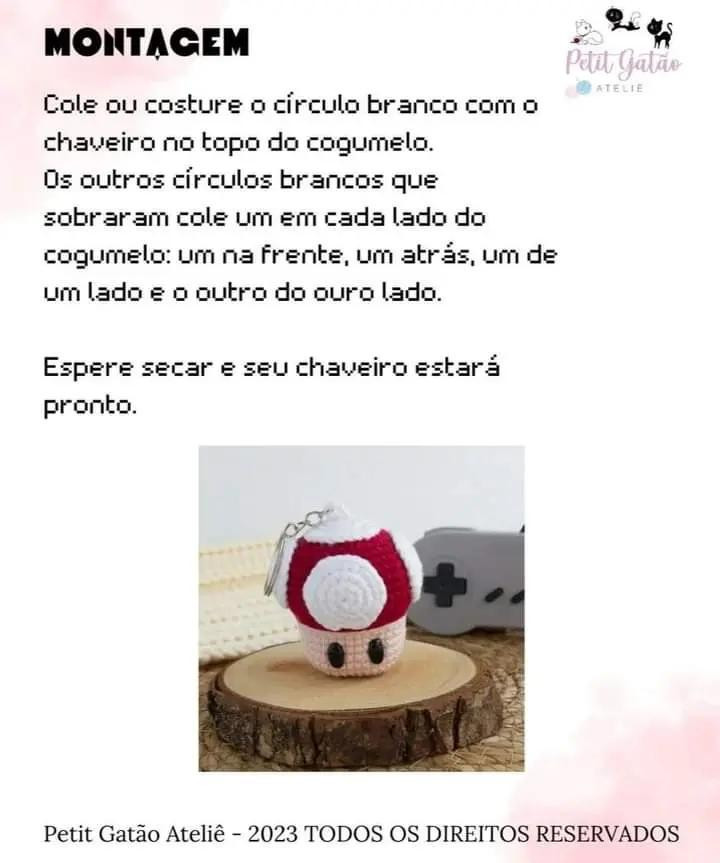 Tutorial Crochet Cogumelo Mario e Luigi Chaveiro - Receita Gratuita