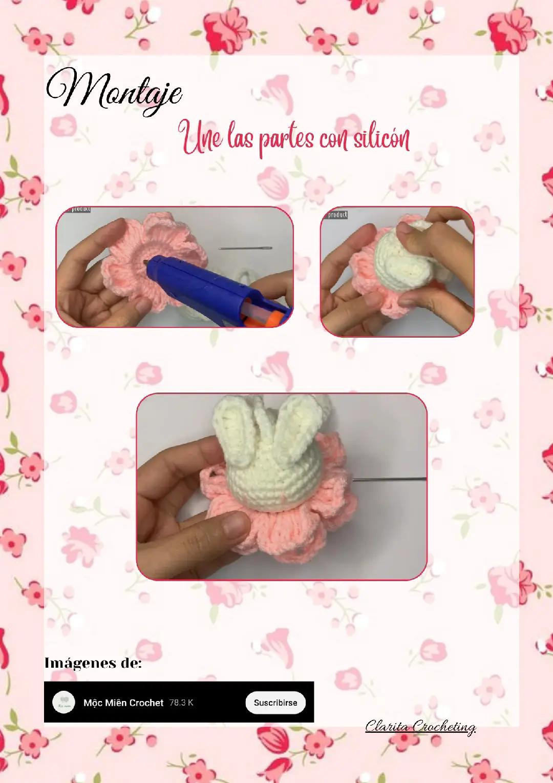 Tutorial Crochet Conejo en la Flor: Patrón Amigurumi Blanco y Rosa
