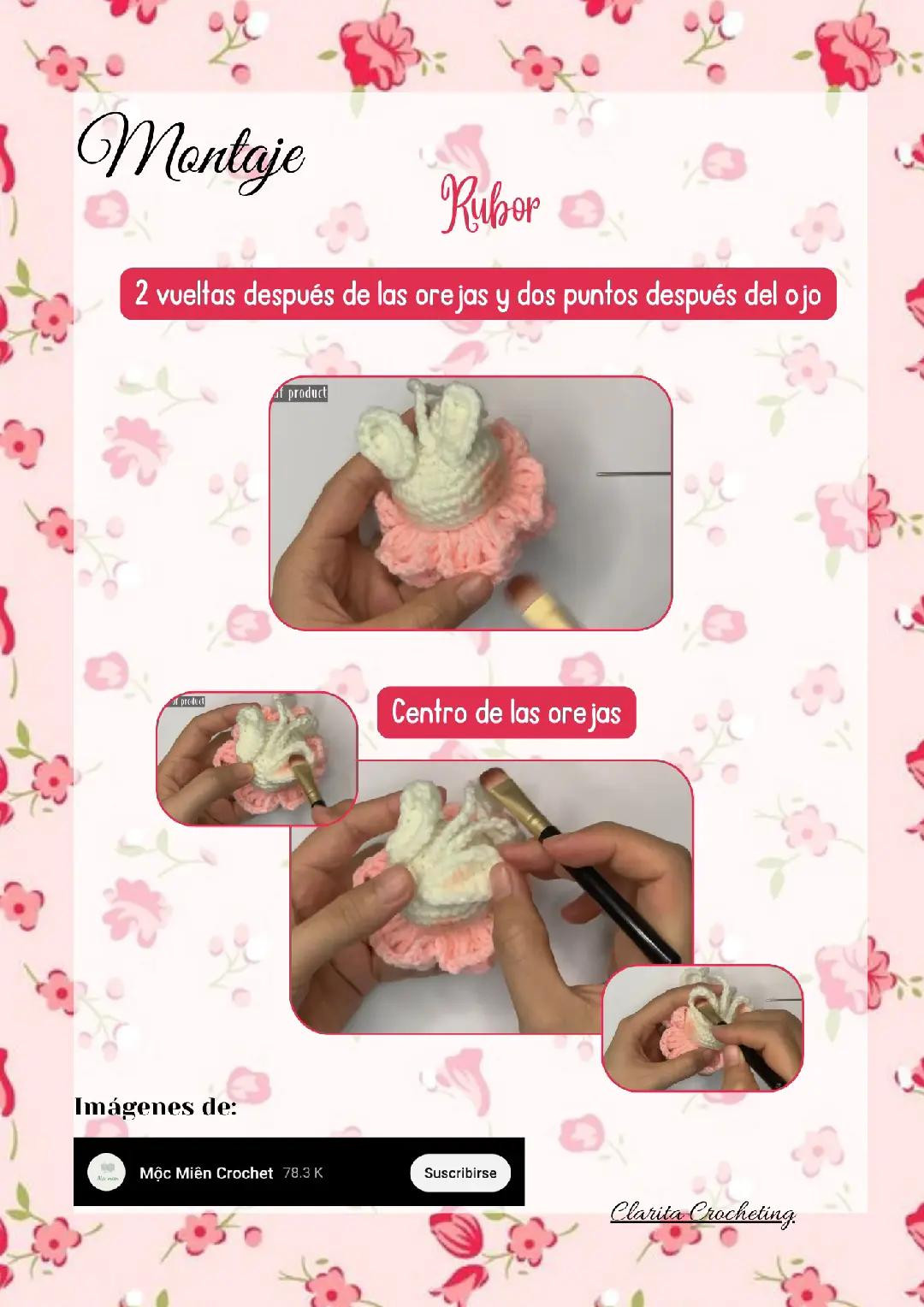 Tutorial Crochet Conejo en la Flor: Patrón Amigurumi Blanco y Rosa