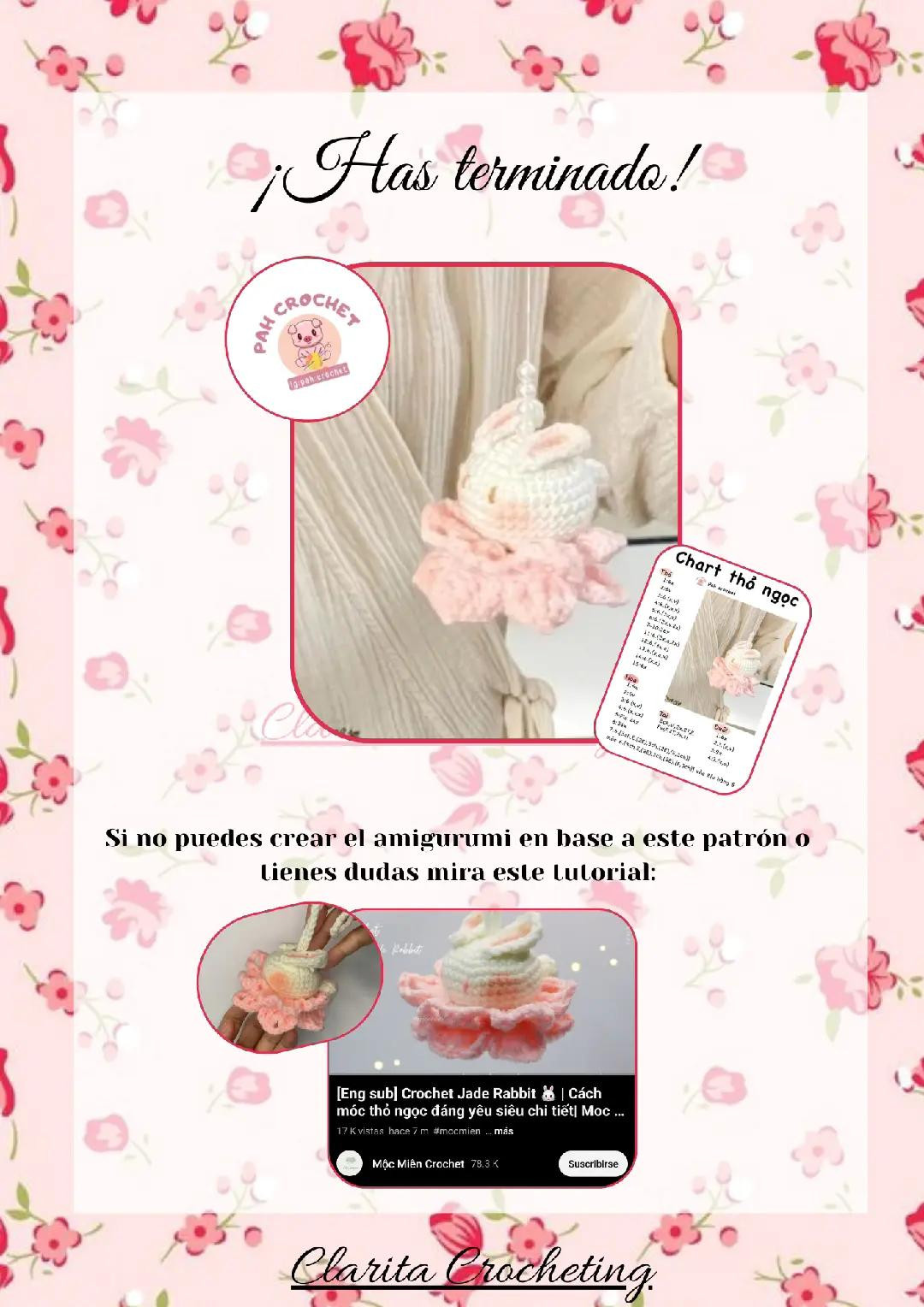 Tutorial Crochet Conejo en la Flor: Patrón Amigurumi Blanco y Rosa