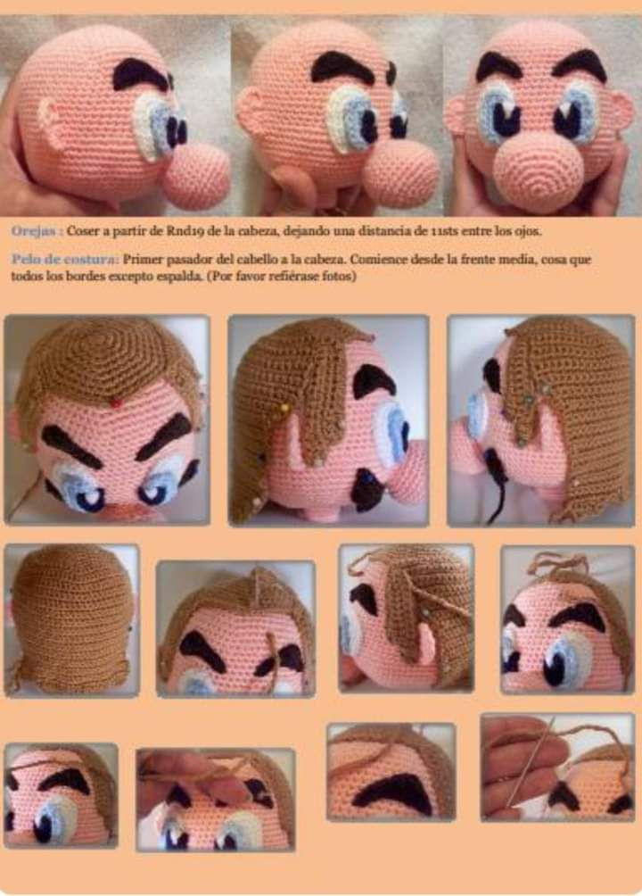 Tutorial crochet paso a paso para hacer amigurumi de Mario Bros, patrón completo con instrucciones en español