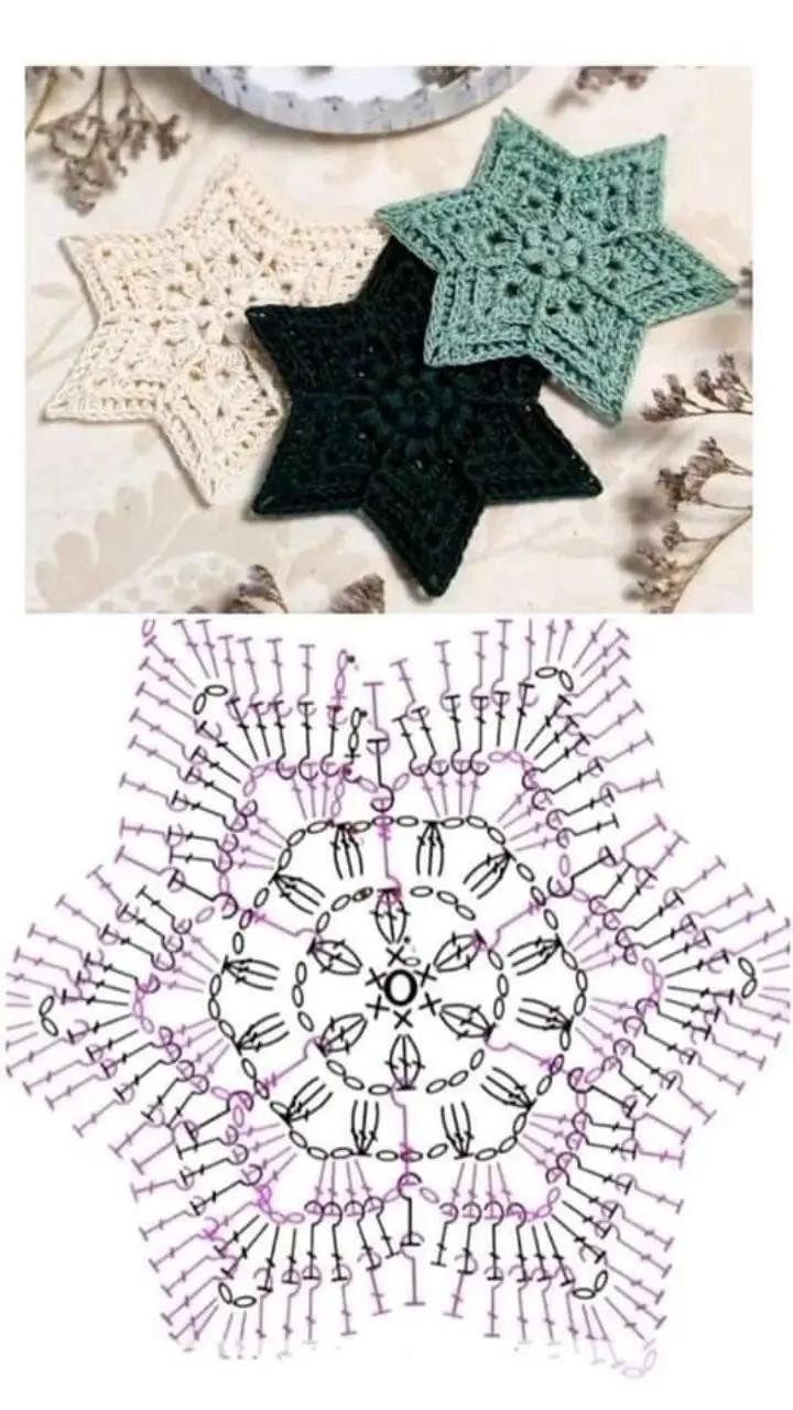 Tutorial Crochet Star Ornament with Pattern Chart