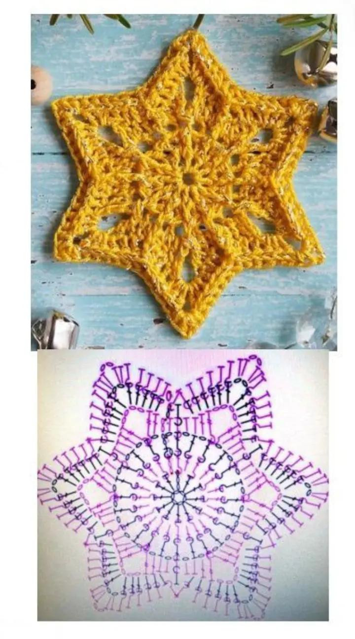 Tutorial Crochet Star Ornament with Pattern Chart