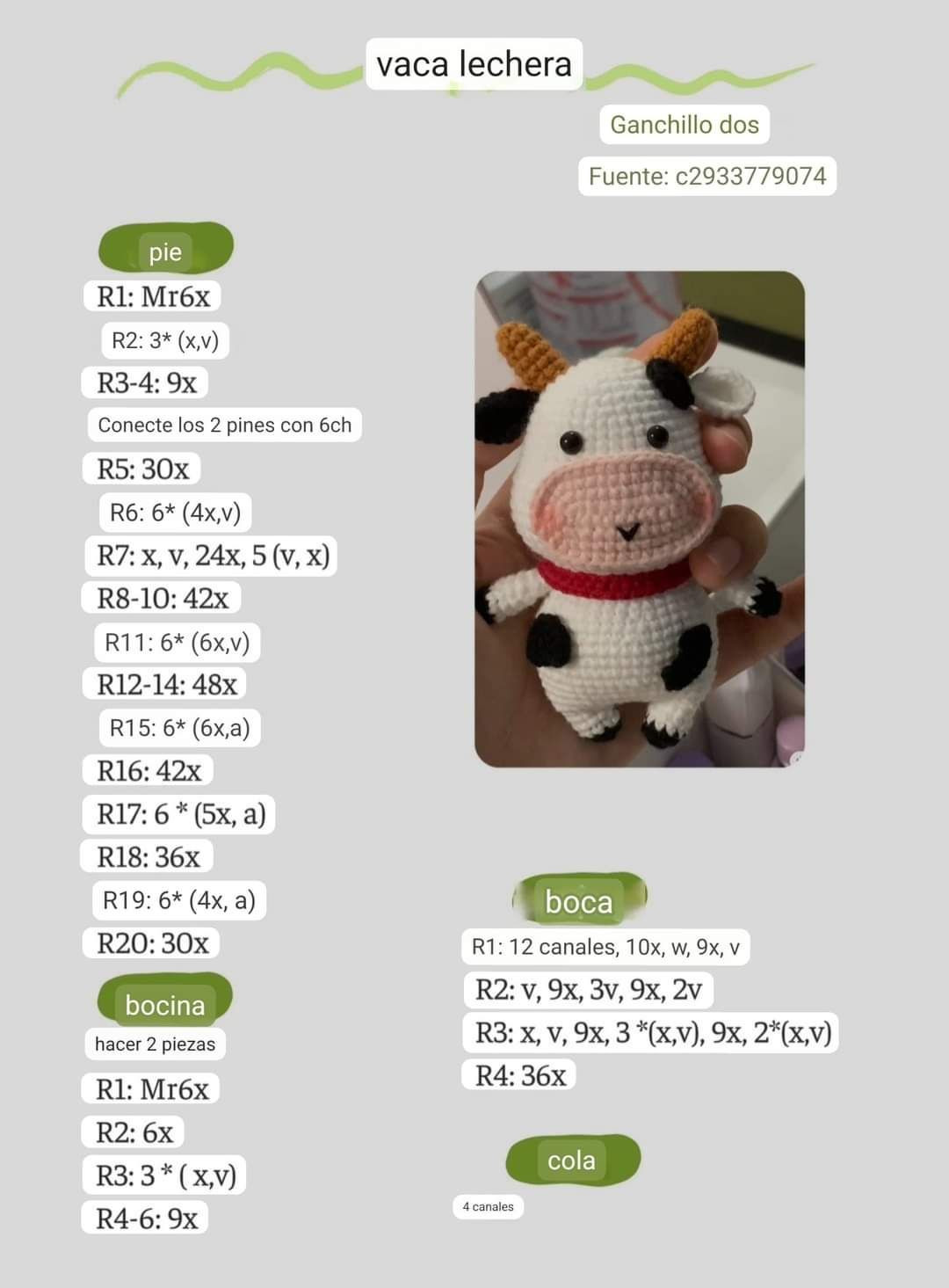 Tutorial Ganchillo Vaca Lechera Amigurumi