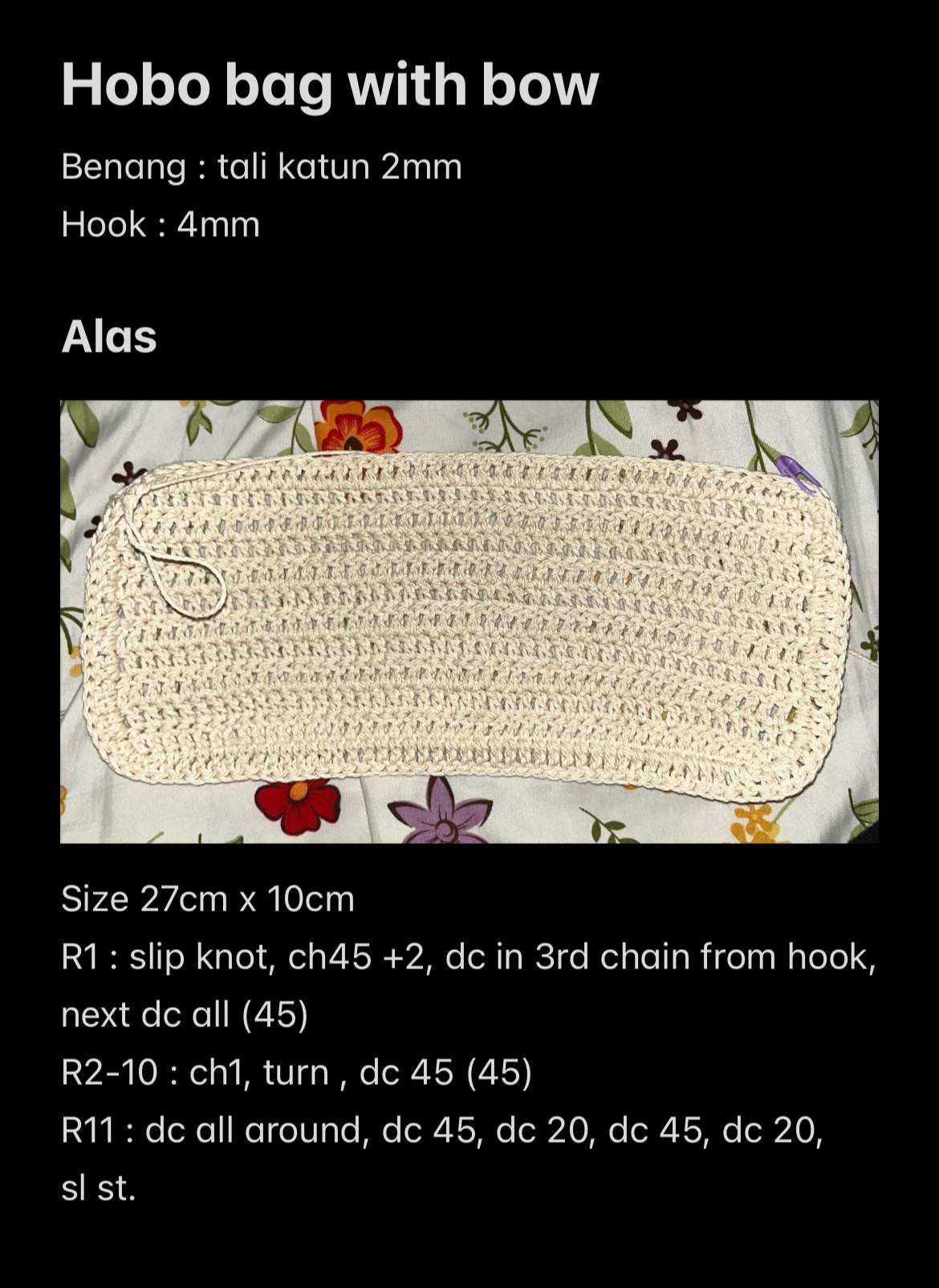 Tutorial Hobo Bag Crochet với nơ màu đỏ