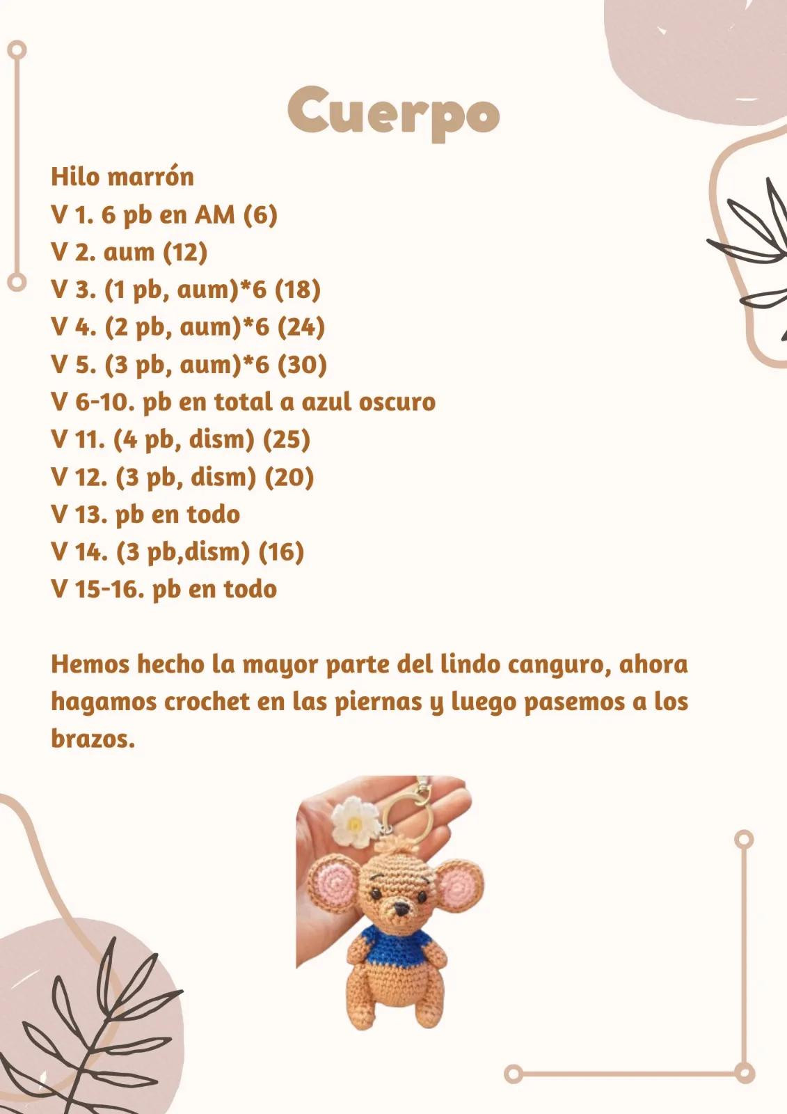 Tutorial Llavero Canguro Amigurumi Crochet