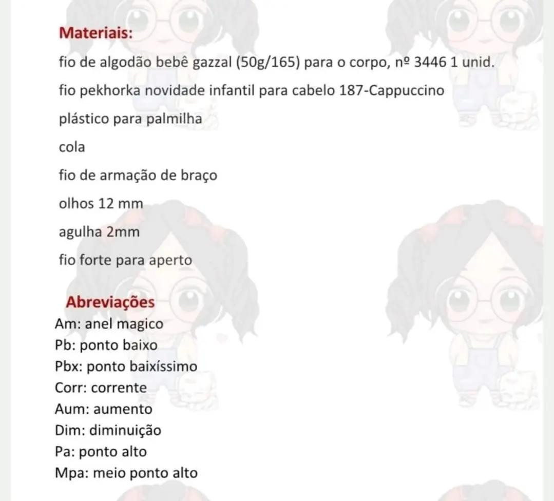 Tutorial Móc Len Búp bê Amigurumi Tóc Nâu Quăn: Hướng dẫn chi tiết cách móc tay và chân bằng tiếng Bồ Đào Nha