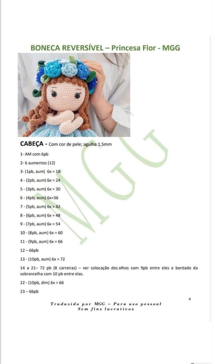 Tutorial Móc Len Búp bê Biến Hình Princess Flor - Princesa de Flores