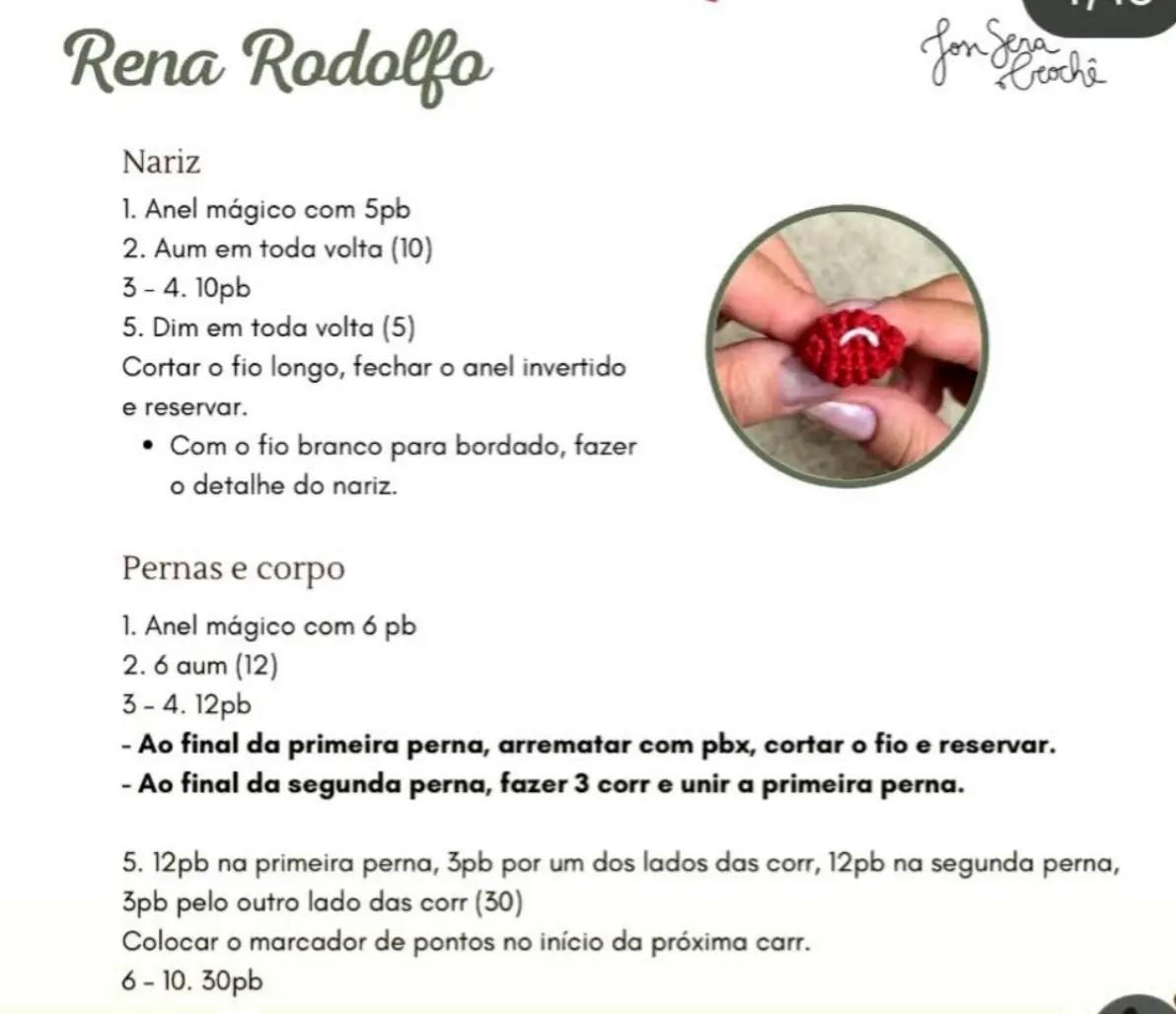 Tutorial Móc Len Búp bê Hươu Rudolph Giáng Sinh