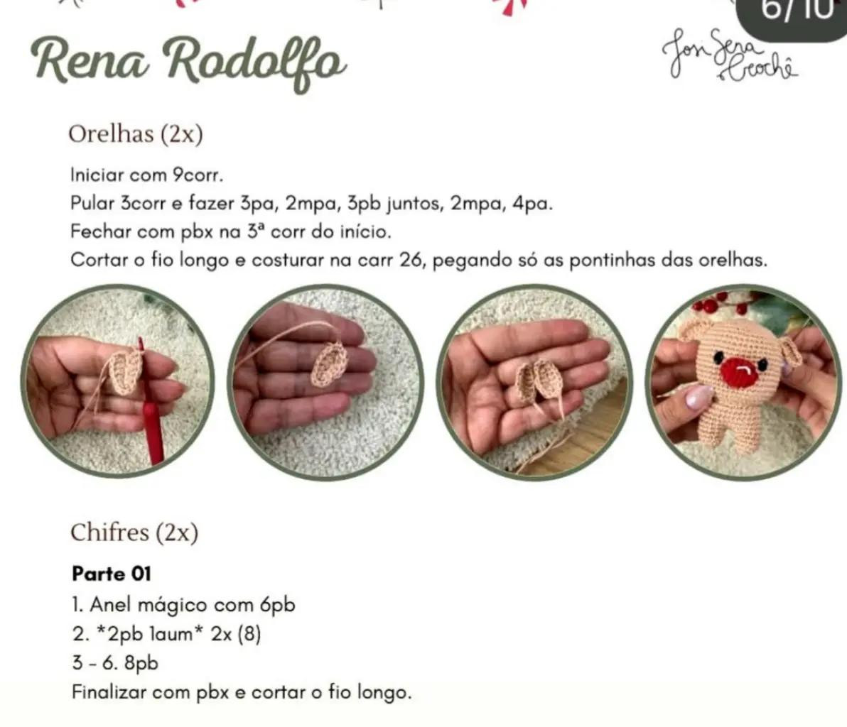 Tutorial Móc Len Búp bê Hươu Rudolph Giáng Sinh