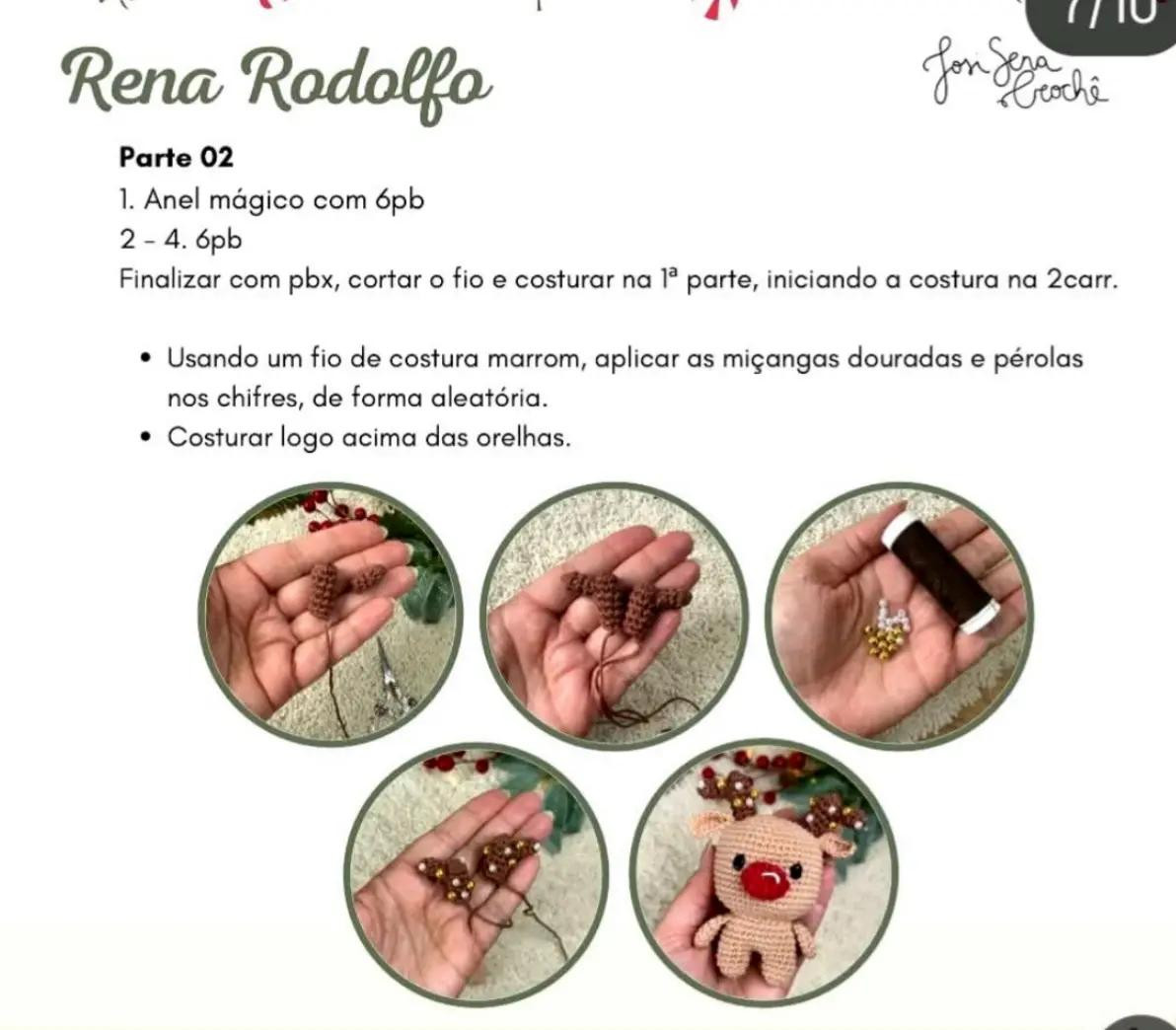 Tutorial Móc Len Búp bê Hươu Rudolph Giáng Sinh