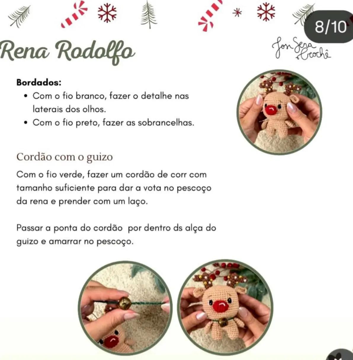 Tutorial Móc Len Búp bê Hươu Rudolph Giáng Sinh