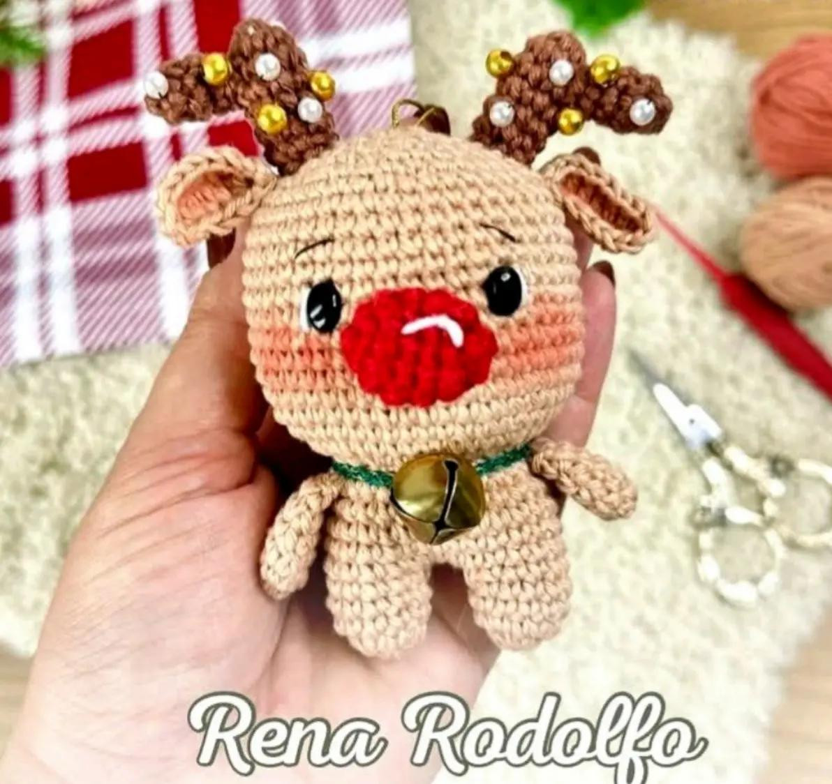 Tutorial Móc Len Búp bê Hươu Rudolph Giáng Sinh