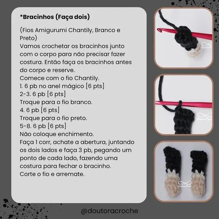 Tutorial Móc Len Búp bê Mini Wandinha (Wednesday) - Receita Gratuita