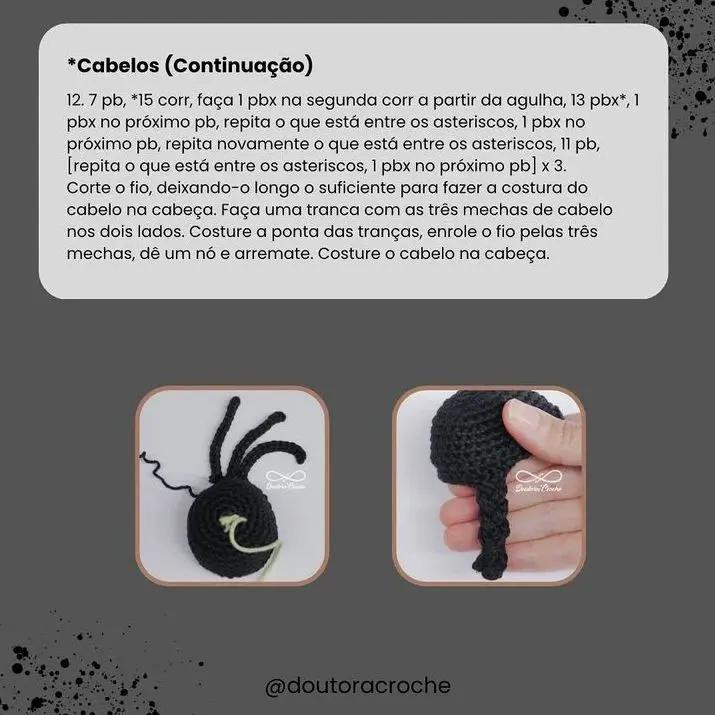 Tutorial Móc Len Búp bê Mini Wandinha (Wednesday) - Receita Gratuita