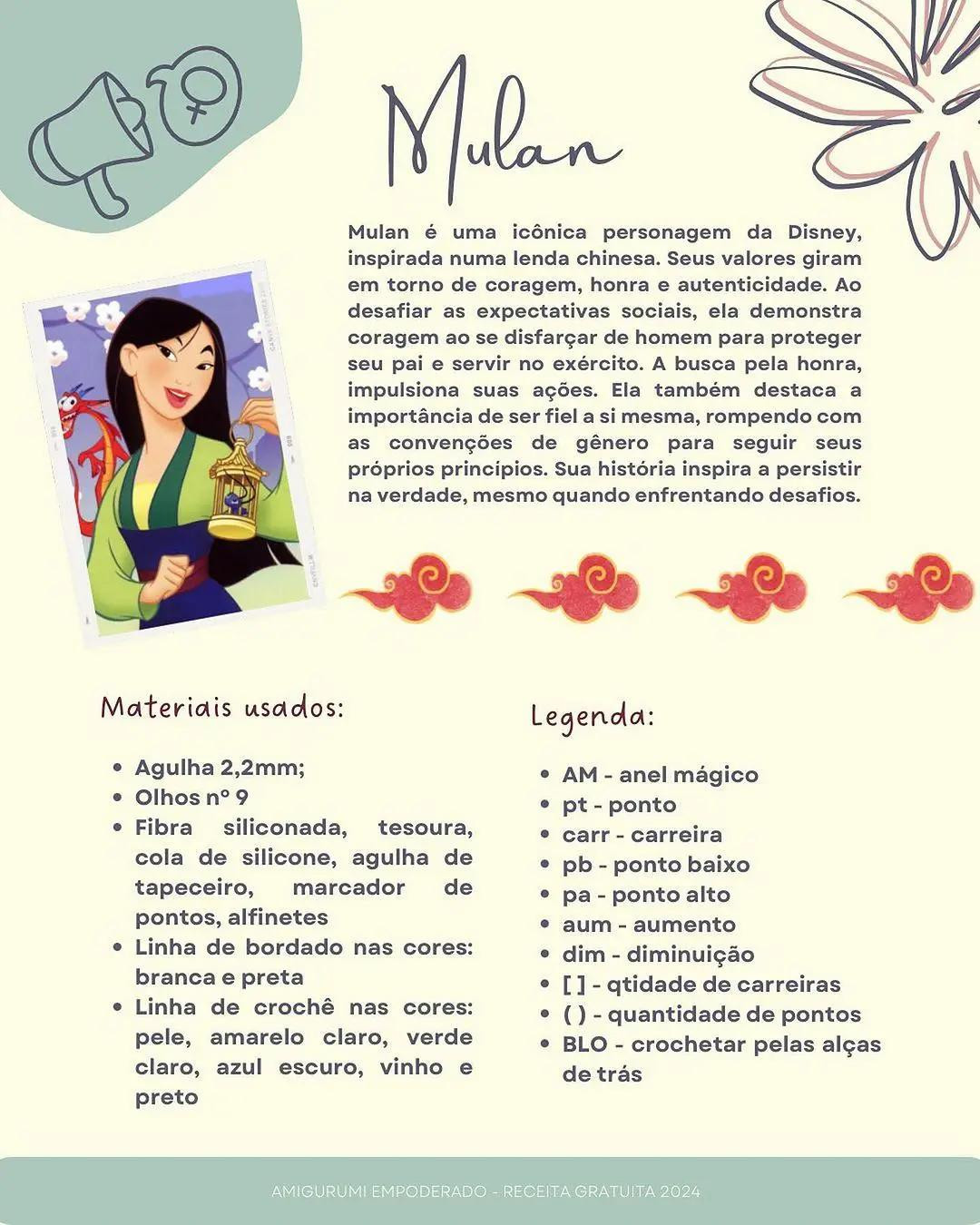 Tutorial Móc Len Búp bê Mulan Disney - Amigurumi Empoderado