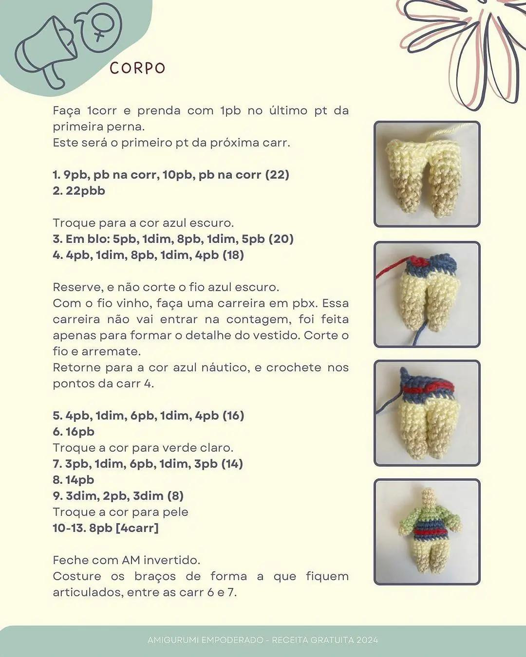 Tutorial Móc Len Búp bê Mulan Disney - Amigurumi Empoderado