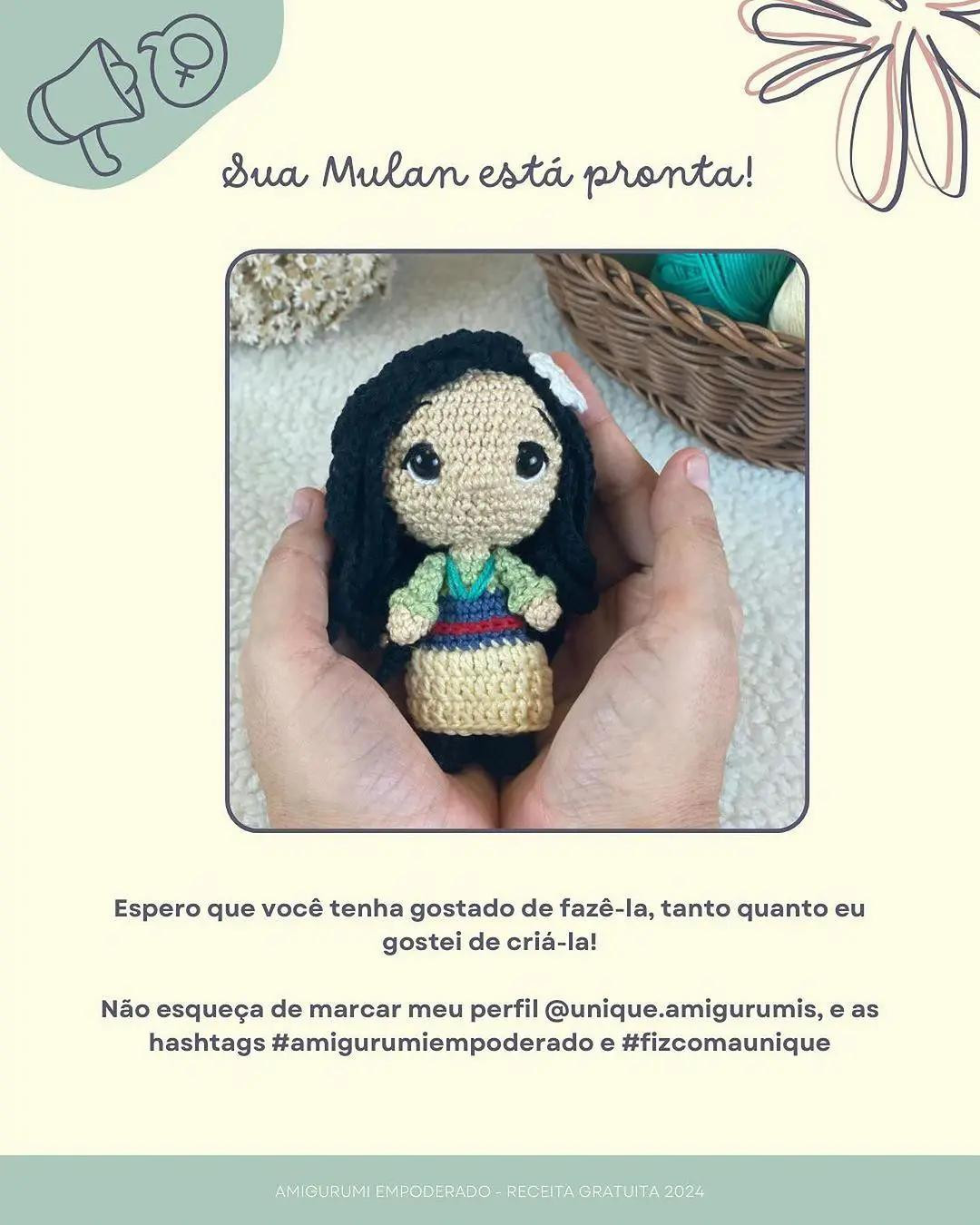 Tutorial Móc Len Búp bê Mulan Disney - Amigurumi Empoderado