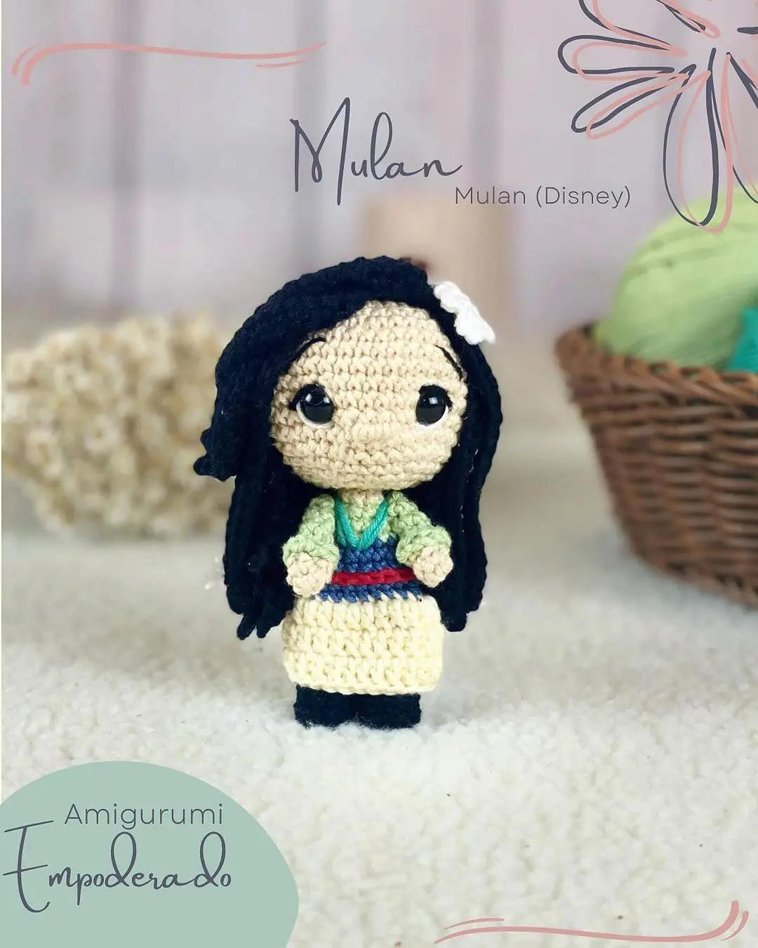 Tutorial Móc Len Búp bê Mulan Disney - Amigurumi Empoderado